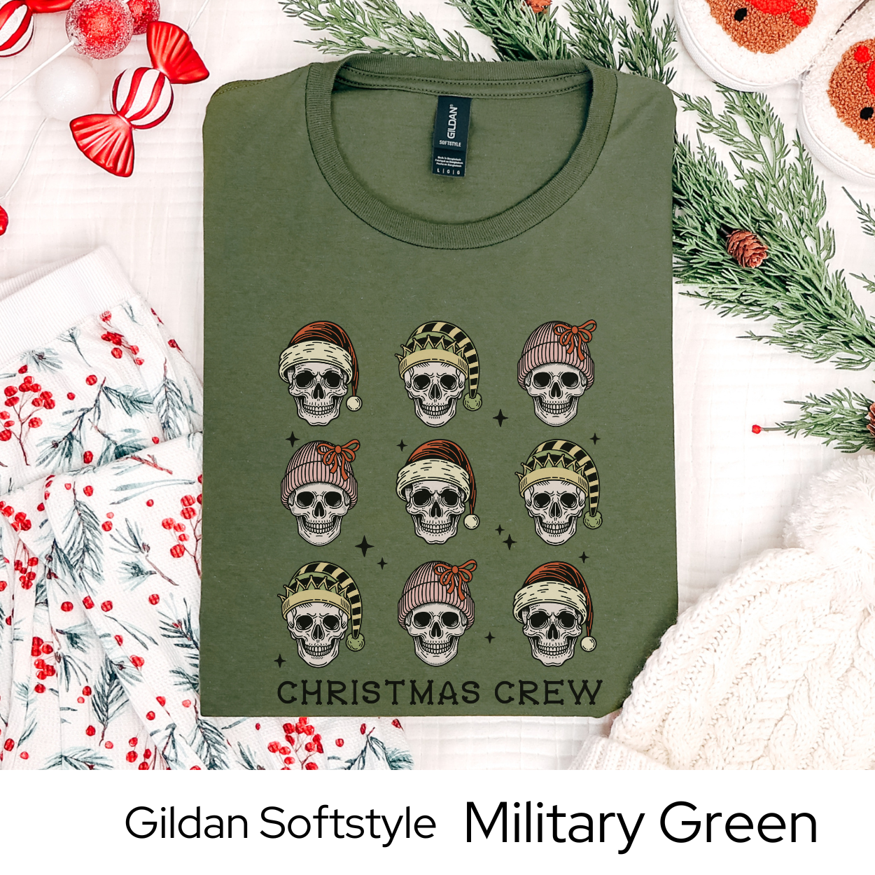 Christmas Crew Skeleton Shirt, Funny Holiday Graphic Tee for Men Women Teens, Spooky Xmas Party Outfit, Alternative Gift Idea