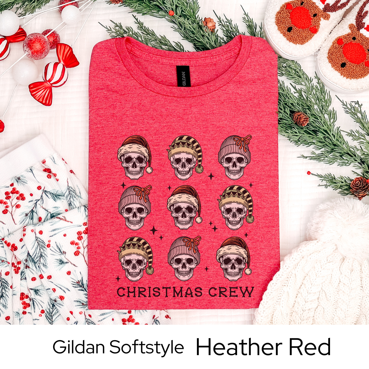 Christmas Crew Skeleton Shirt, Funny Holiday Graphic Tee for Men Women Teens, Spooky Xmas Party Outfit, Alternative Gift Idea