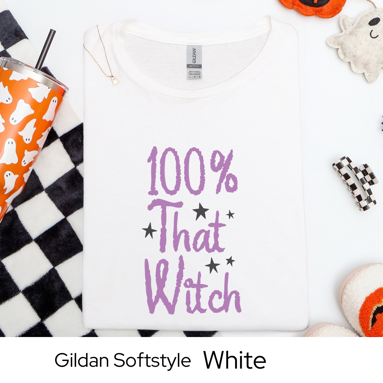 Funny Halloween Shirt for Women, 100% That Witch Graphic Tee, Trendy Fall Top, Sassy Spooky Season Shirt for Cute Witchy Vibes