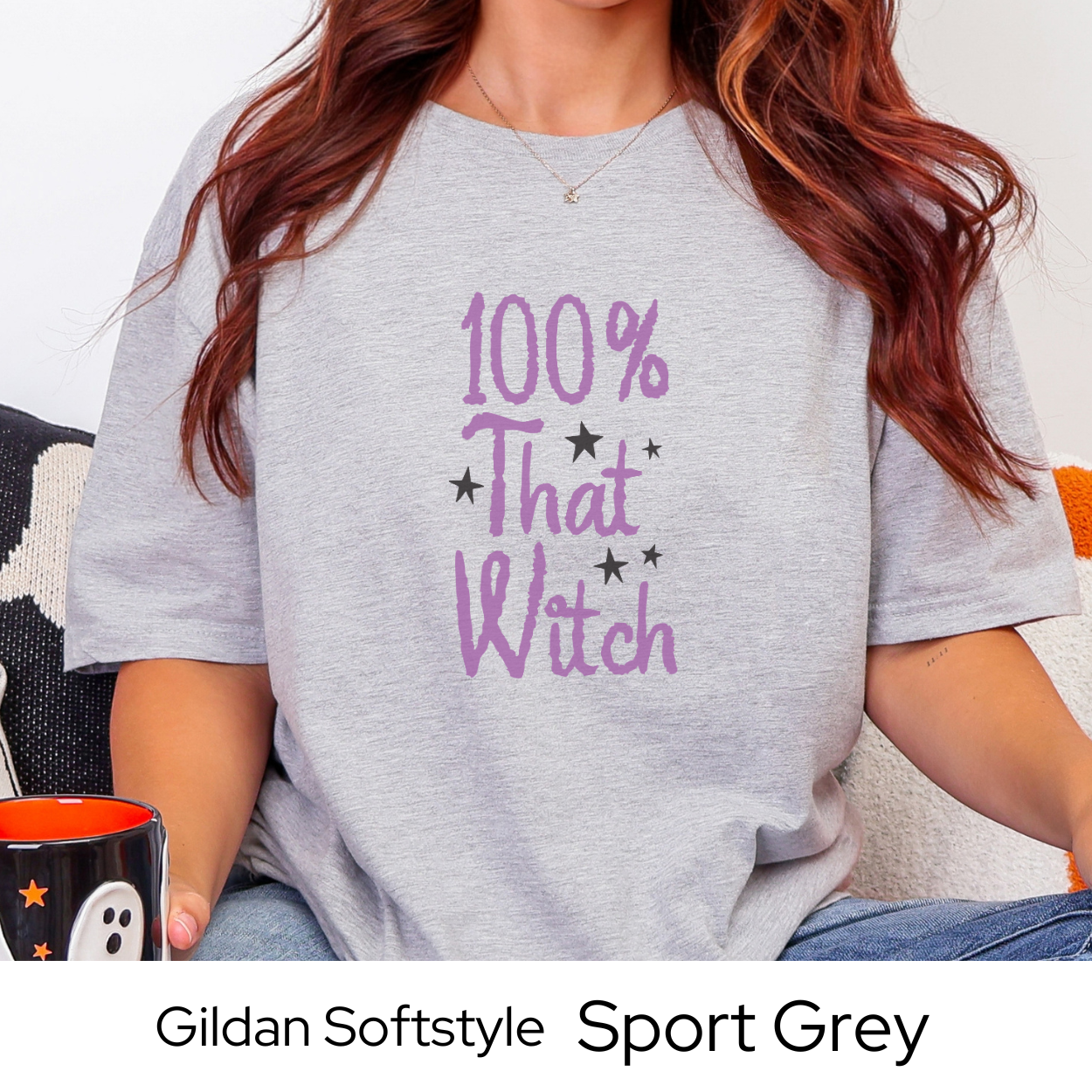 Funny Halloween Shirt for Women, 100% That Witch Graphic Tee, Trendy Fall Top, Sassy Spooky Season Shirt for Cute Witchy Vibes