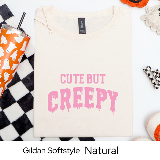 Cute But Creepy Halloween Shirt, Funny Graphic Tee for Women, Spooky Season Top, Trendy Fall Outfit Shirt with Sassy Design