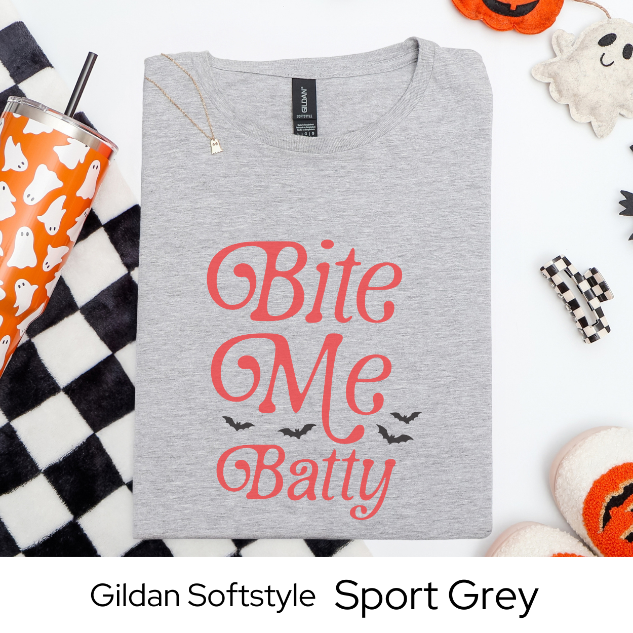 Bite Me Batty Halloween Shirt, Funny Vampire Bat Graphic Tee for Women, Spooky Season Top, Cute Trendy Fall Outfit Shirt
