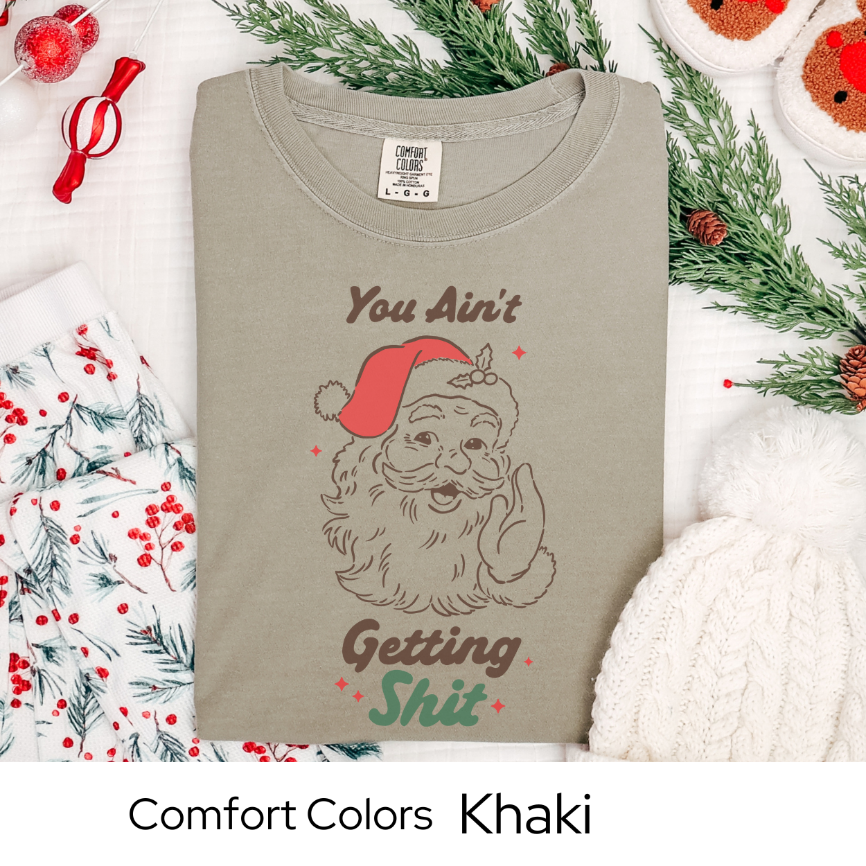 Funny Santa Christmas T-Shirt, Retro Holiday Graphic Tee, Comfort Colors Santa Claus Shirt, Sarcastic Christmas Gift Tee for Adults