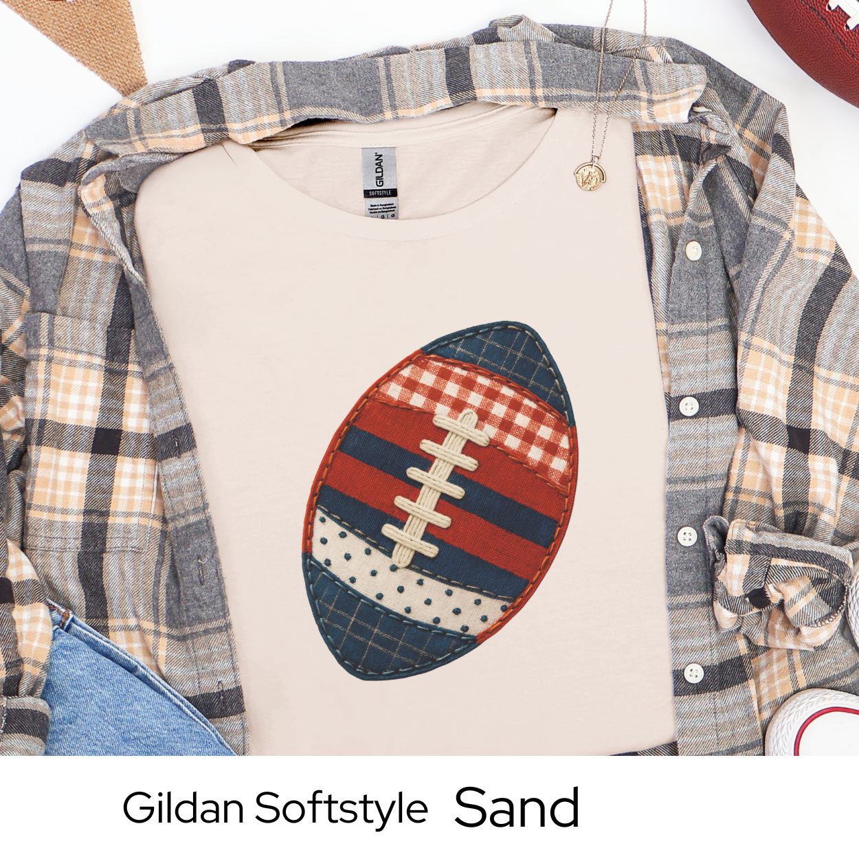 Buffalo Football Patchwork Faux Embroidery Shirt, Gildan Softstyle Tee, Game Day Fall Outfit