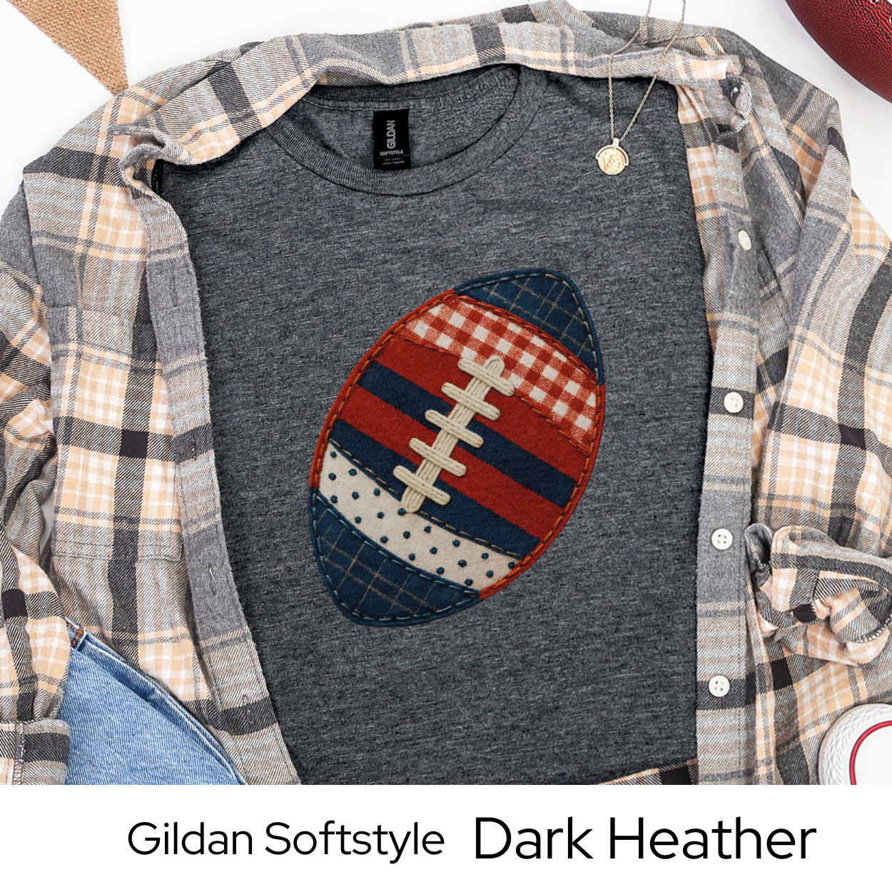 Buffalo Football Patchwork Faux Embroidery Shirt, Gildan Softstyle Tee, Game Day Fall Outfit
