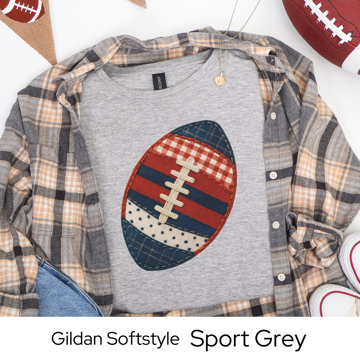 Buffalo Football Patchwork Faux Embroidery Shirt, Gildan Softstyle Tee, Game Day Fall Outfit