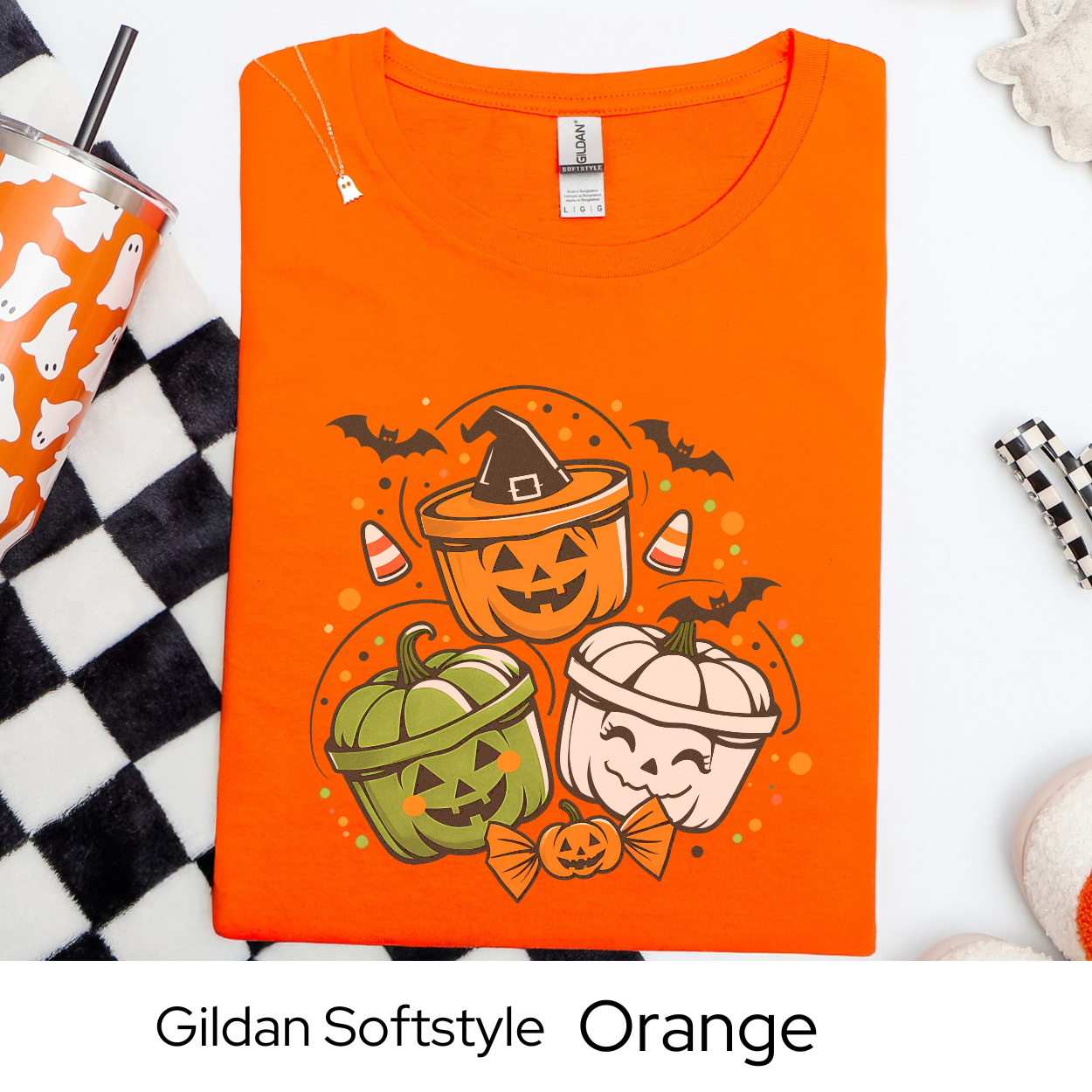 Halloween Buckets Shirt, Cute Spooky Graphic Tee, Fall Candy Corn Shirt, Trick or Treat Bats Ghosts Shirt for Halloween Outfit