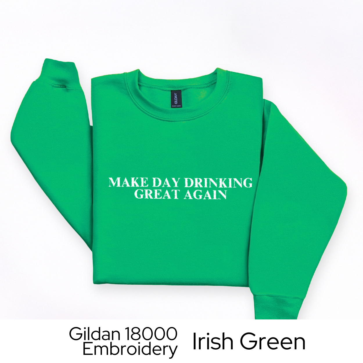 Day Drinking Sweatshirt Embroidered, Funny Crewneck for Brunch, Tailgate, Parties, College, Weekend Vibes