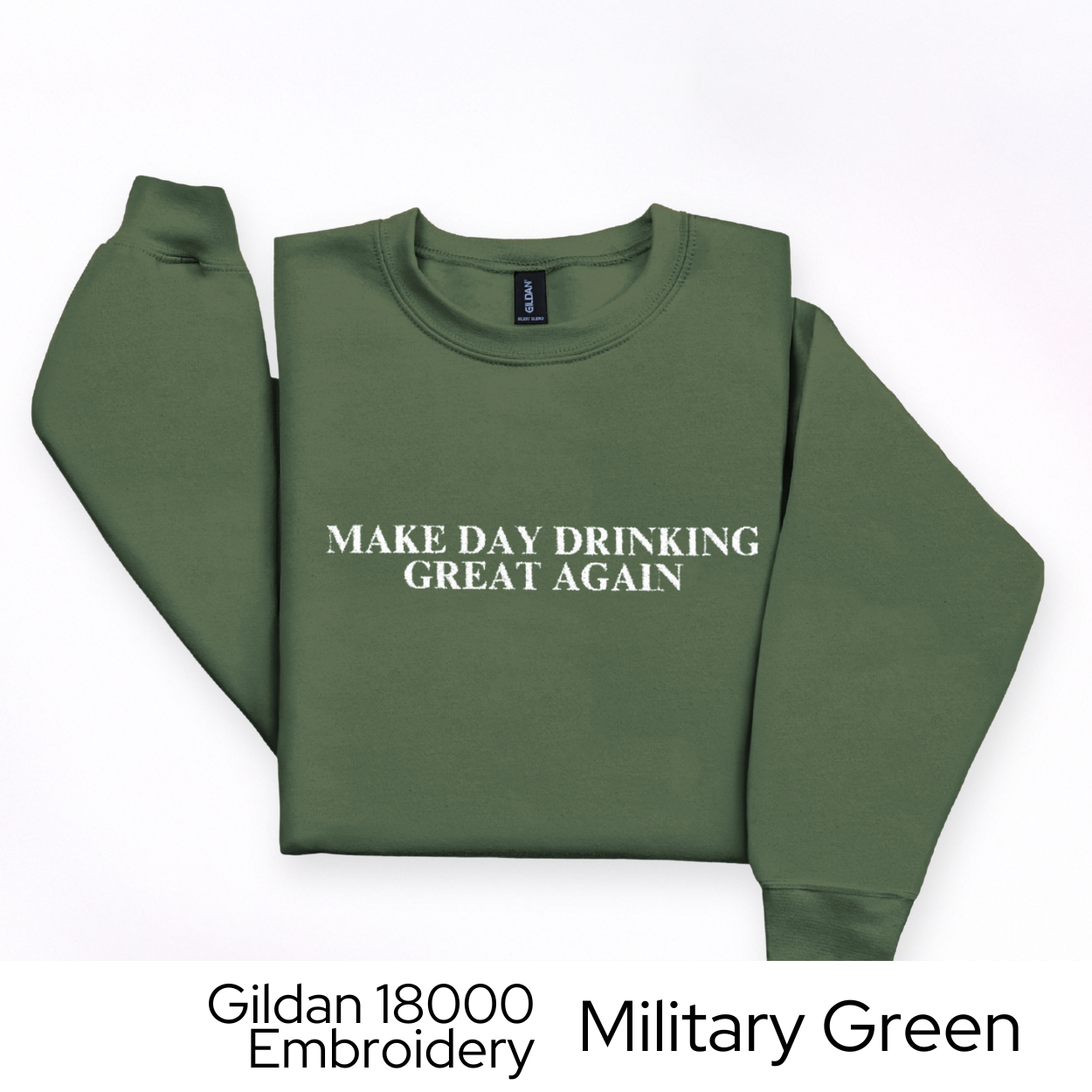 Day Drinking Sweatshirt Embroidered, Funny Crewneck for Brunch, Tailgate, Parties, College, Weekend Vibes
