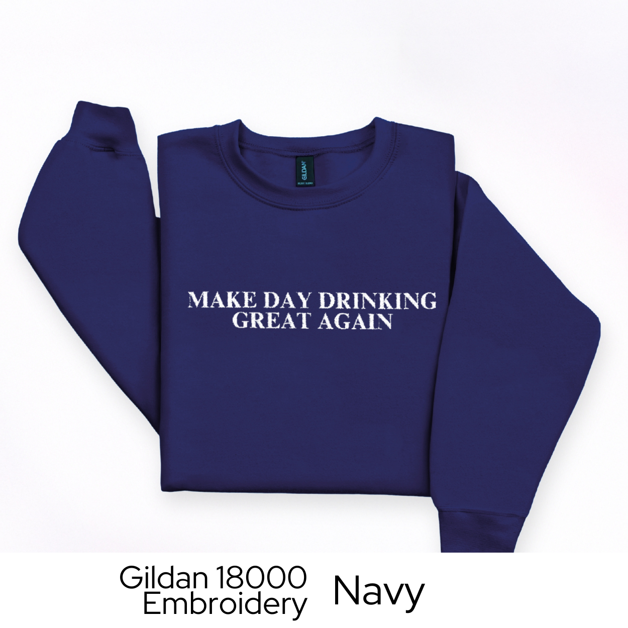 Day Drinking Sweatshirt Embroidered, Funny Crewneck for Brunch, Tailgate, Parties, College, Weekend Vibes