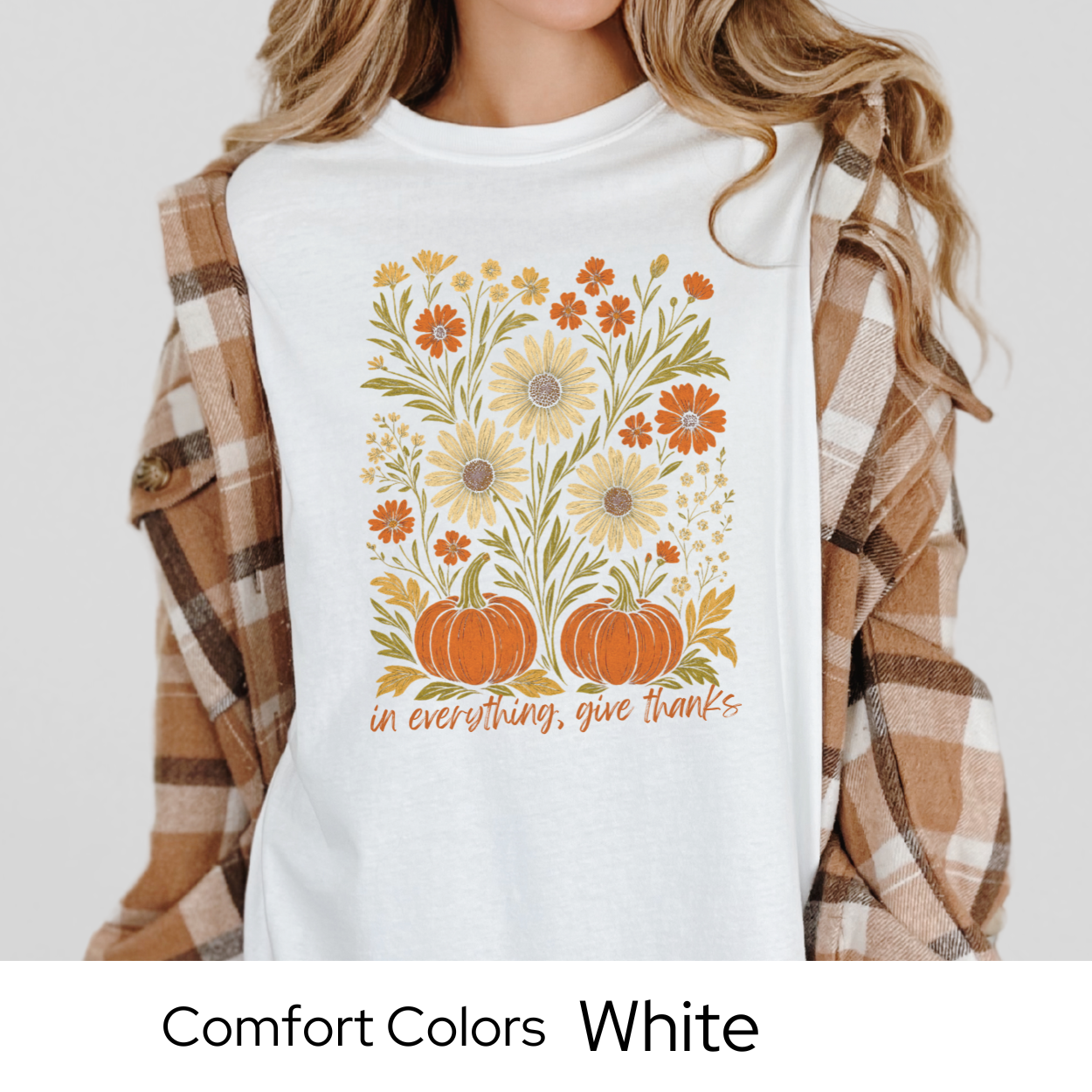 Give Thanks Fall Shirt Pumpkin Floral Tee Autumn Comfort Colors Thanksgiving Outfit
