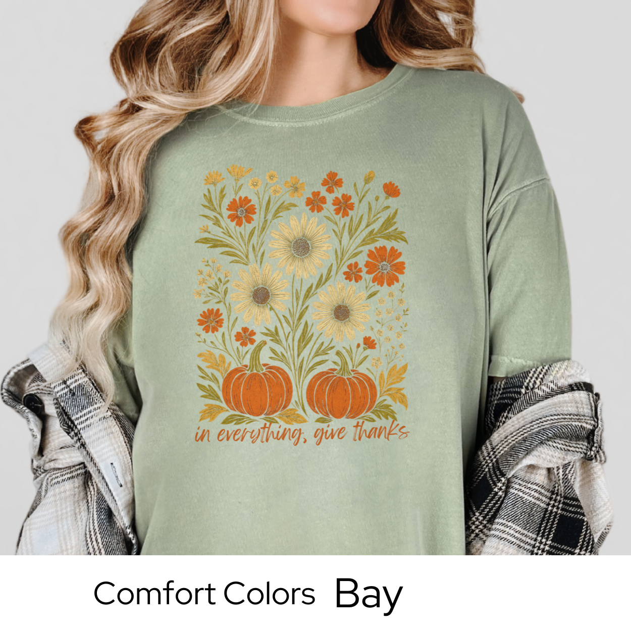 Give Thanks Fall Shirt Pumpkin Floral Tee Autumn Comfort Colors Thanksgiving Outfit