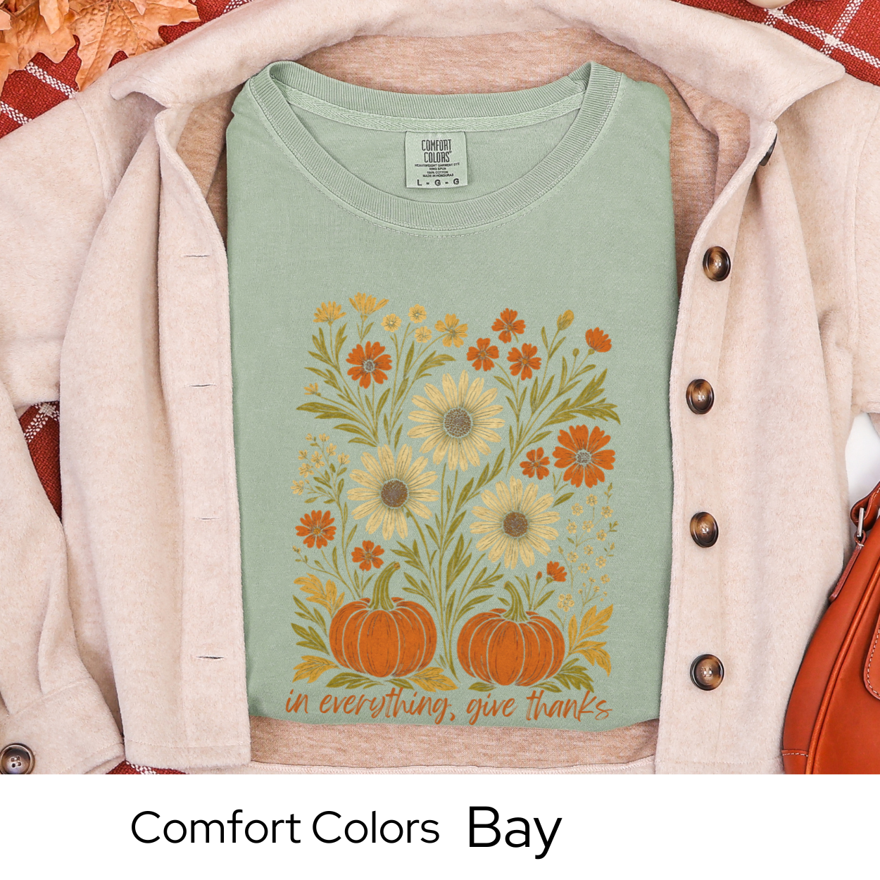 Give Thanks Fall Shirt Pumpkin Floral Tee Autumn Comfort Colors Thanksgiving Outfit