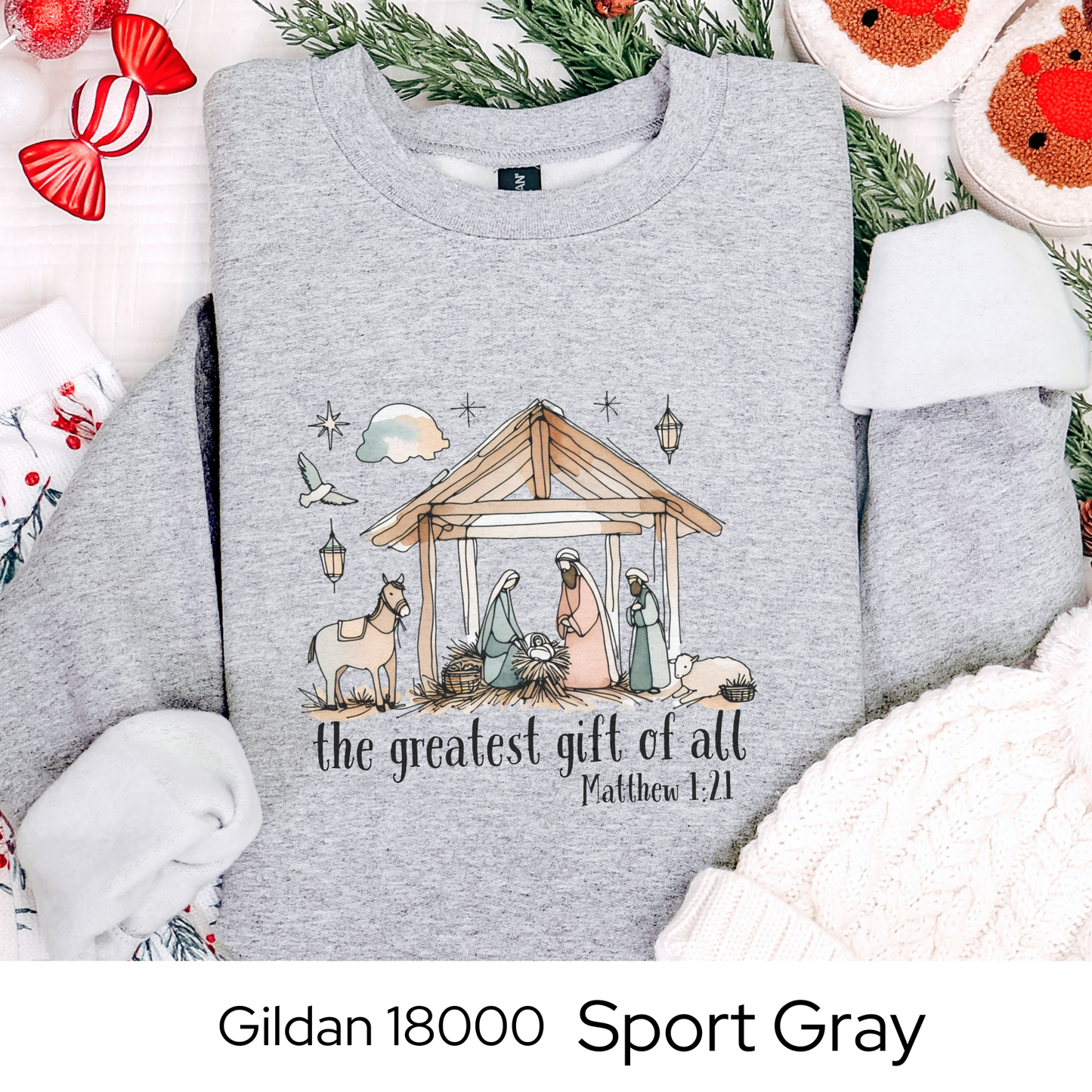 Christian Christmas Sweatshirt, Nativity Scene Sweater, Bible Verse Holiday Shirt, Religious Christmas Gift, Cozy Faith Crewneck