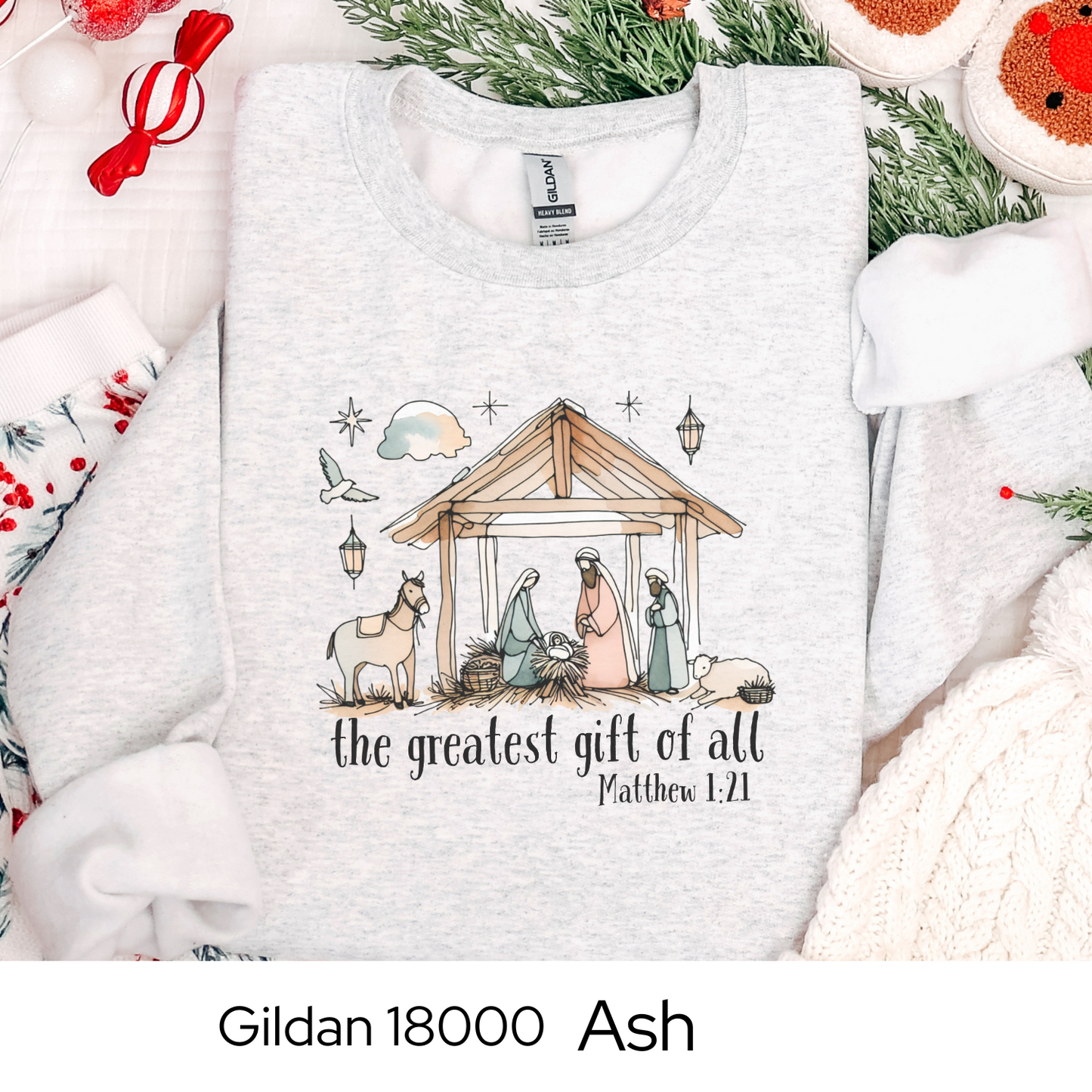 Christian Christmas Sweatshirt, Nativity Scene Sweater, Bible Verse Holiday Shirt, Religious Christmas Gift, Cozy Faith Crewneck