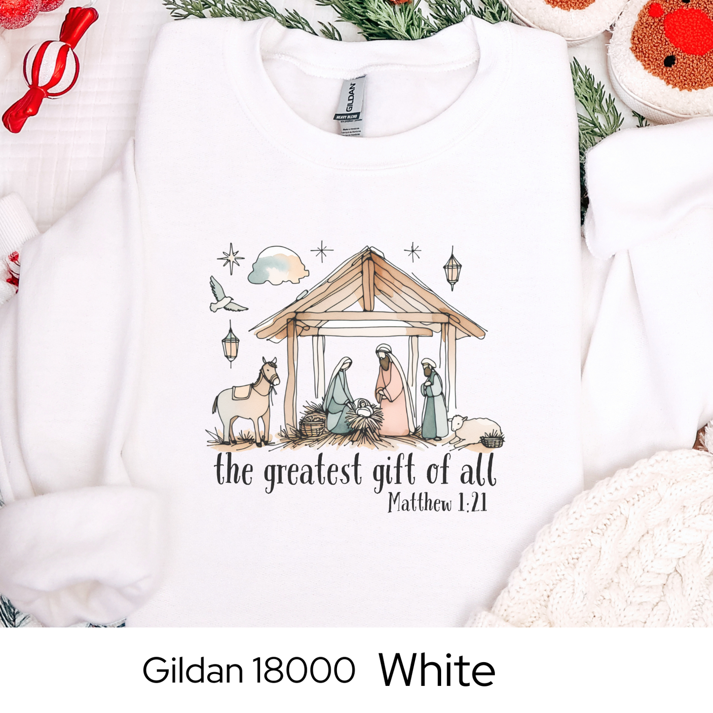 Christian Christmas Sweatshirt, Nativity Scene Sweater, Bible Verse Holiday Shirt, Religious Christmas Gift, Cozy Faith Crewneck