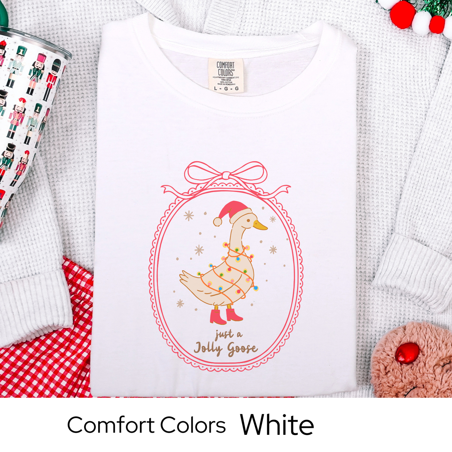 goose christmas shirt, jolly goose holiday tee, cute christmas gift for women, comfort colors top, christmas party shirt, secret santa