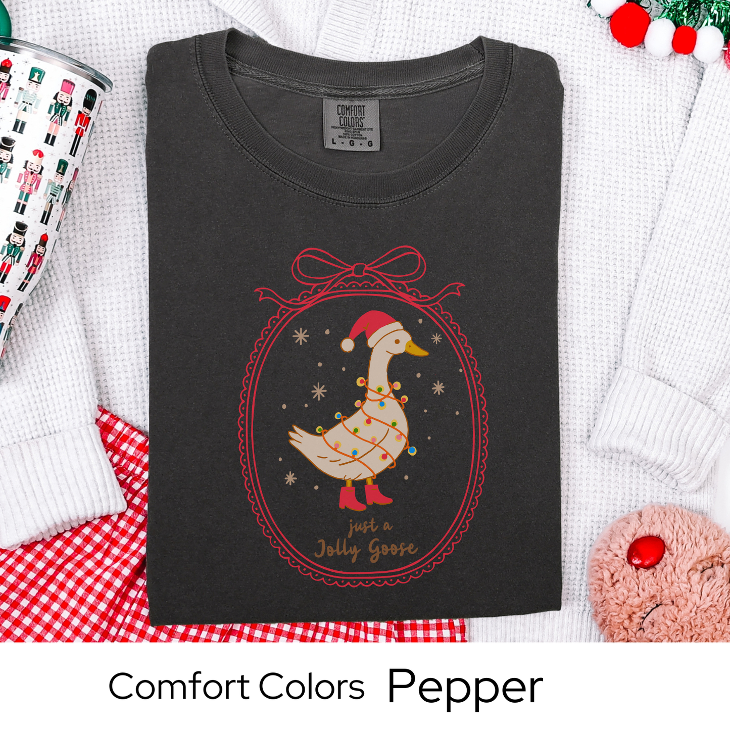 goose christmas shirt, jolly goose holiday tee, cute christmas gift for women, comfort colors top, christmas party shirt, secret santa