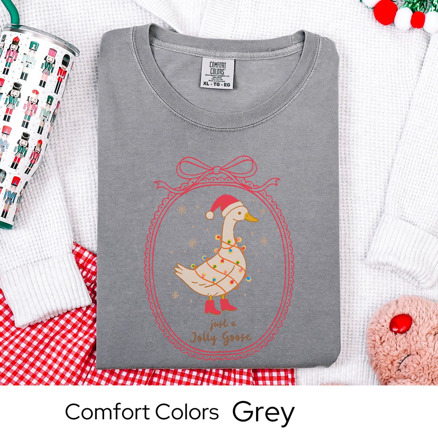 goose christmas shirt, jolly goose holiday tee, cute christmas gift for women, comfort colors top, christmas party shirt, secret santa