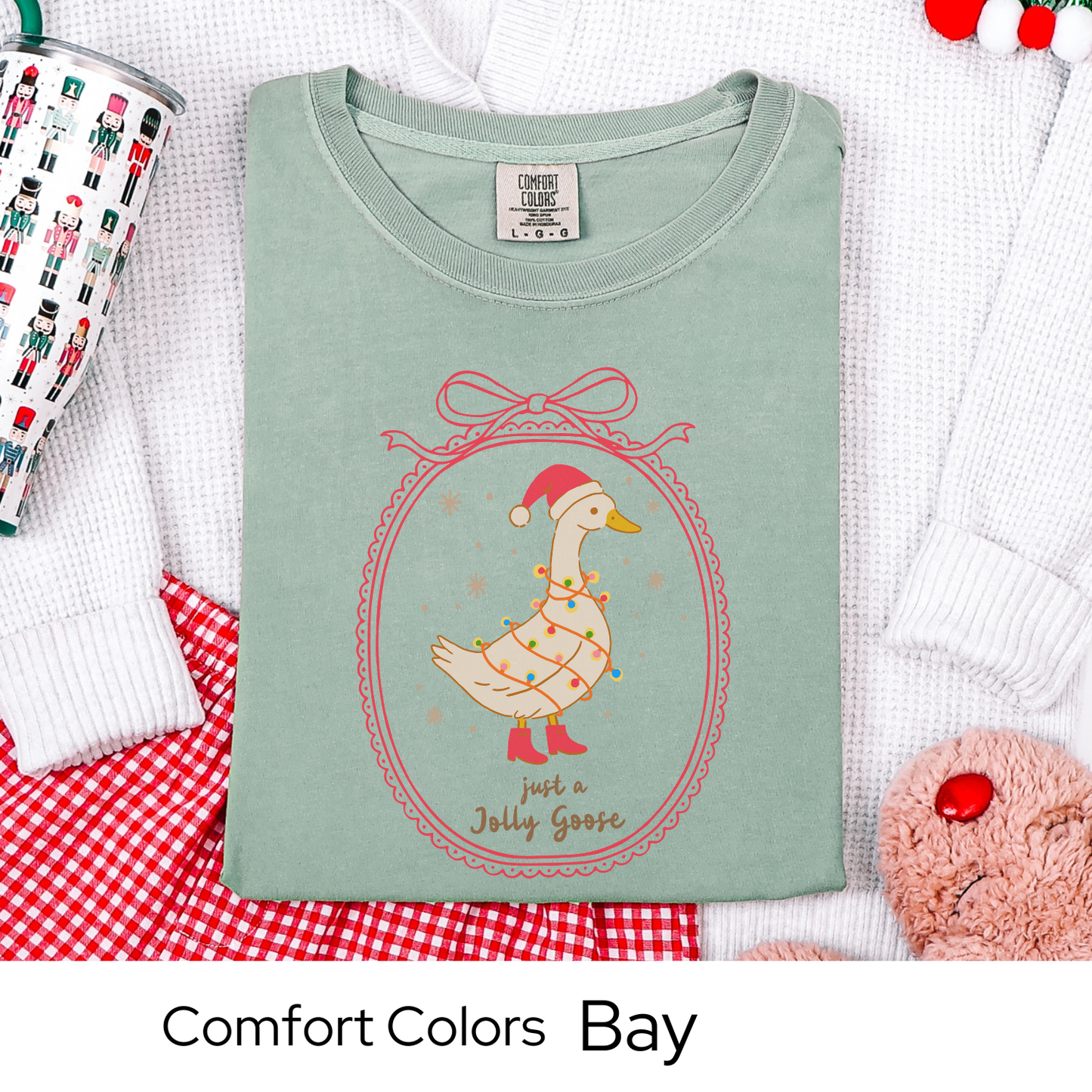 goose christmas shirt, jolly goose holiday tee, cute christmas gift for women, comfort colors top, christmas party shirt, secret santa
