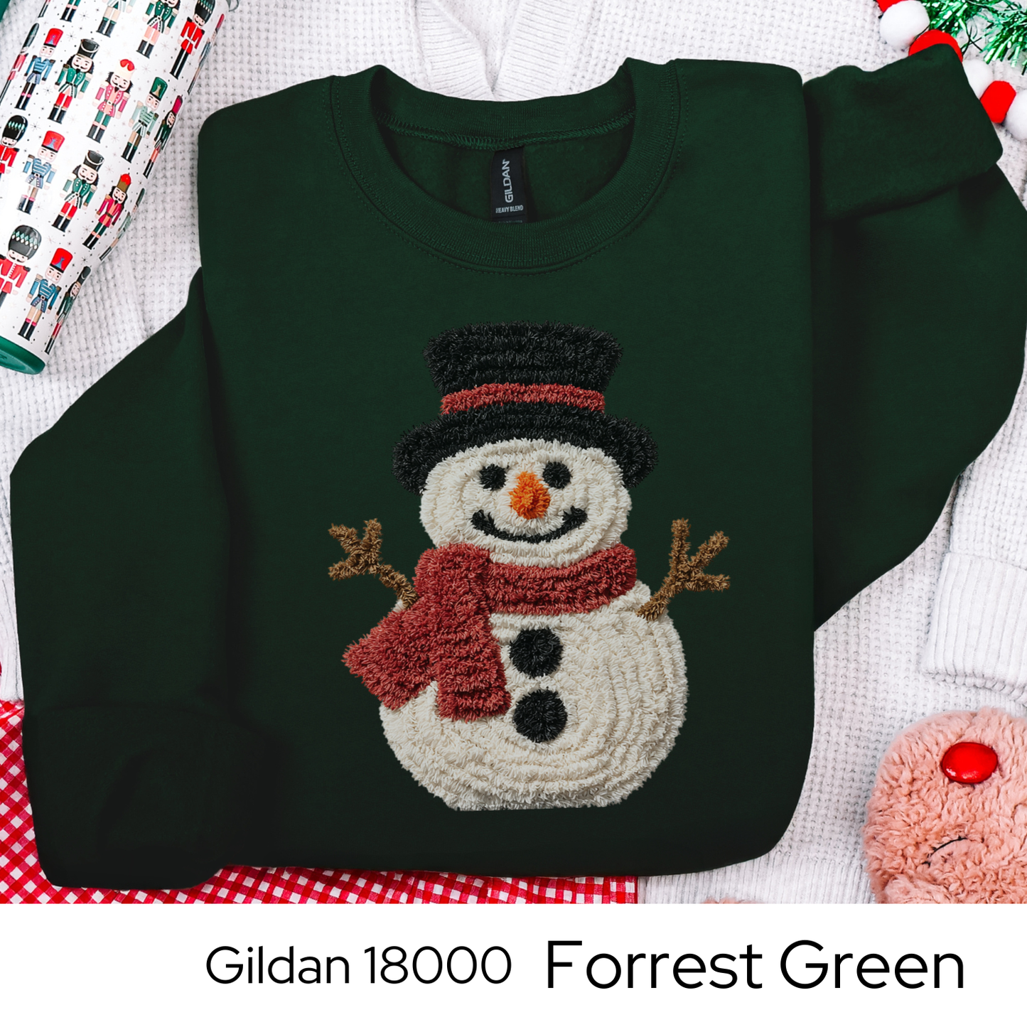 Snowman Christmas Sweatshirt, Winter Holiday Gift for Her, Cozy Winter Outfit, Cute Snowman Crewneck, Faux Yarn