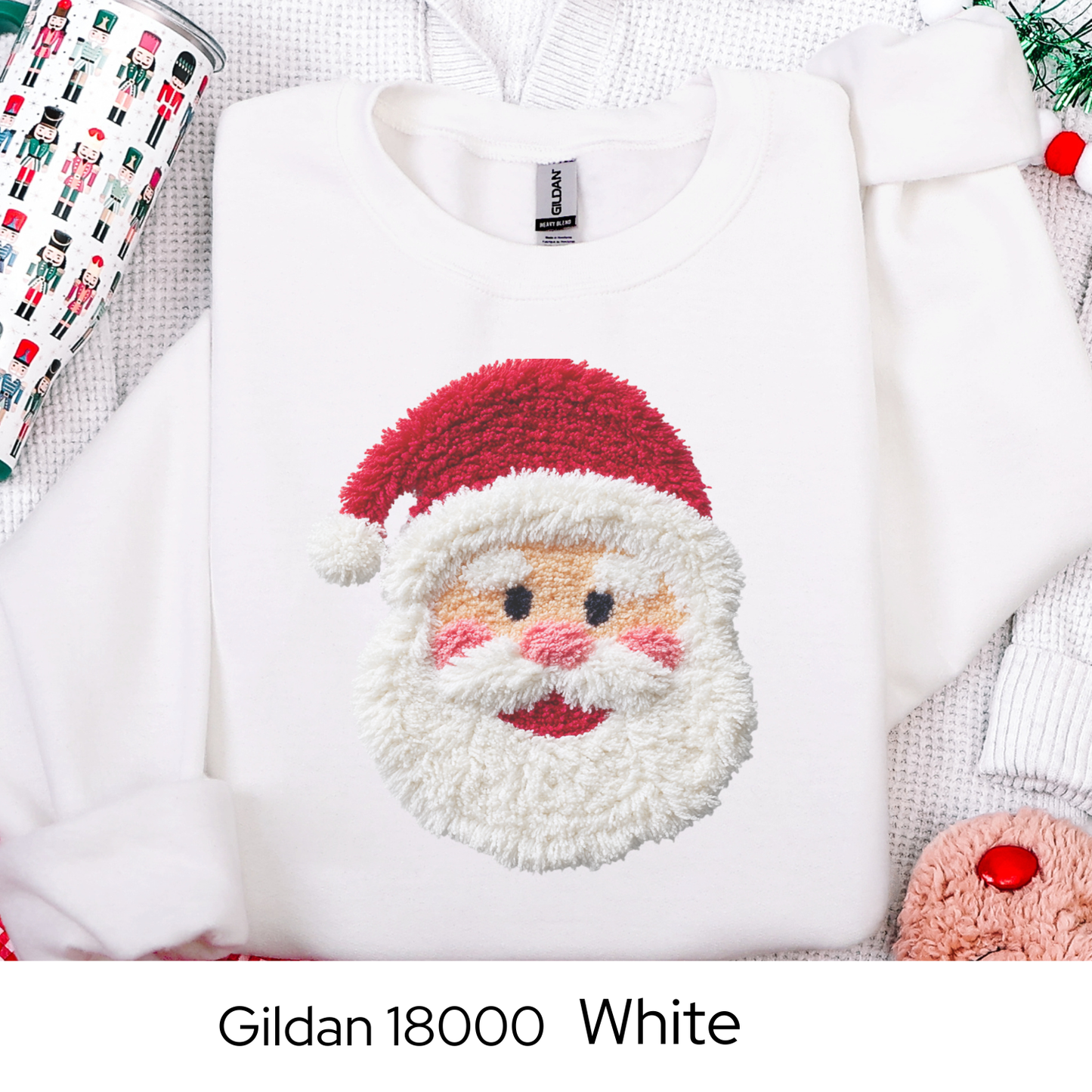 Santa Christmas Sweatshirt, Vintage Santa Crewneck, Cozy Holiday Gift for Her, Retro Santa Sweater, Faux Yarn