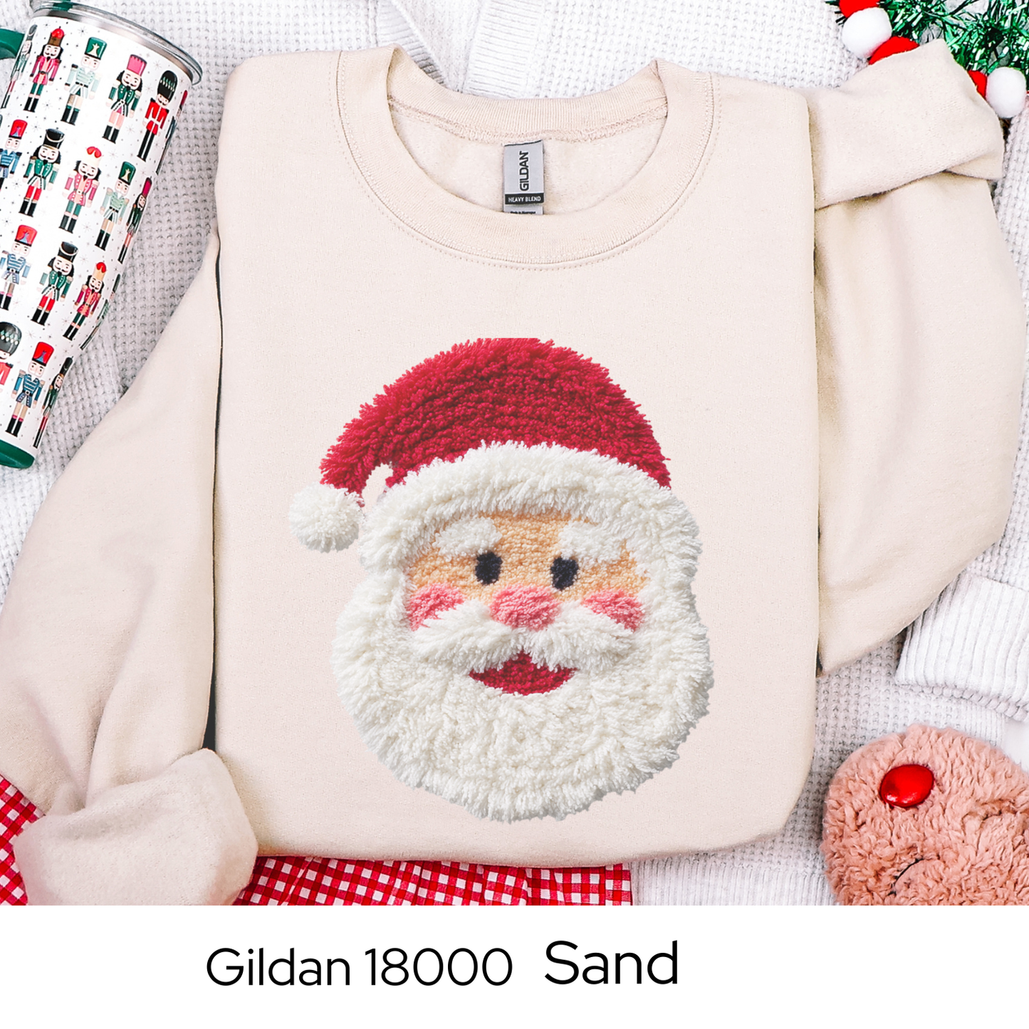 Santa Christmas Sweatshirt, Vintage Santa Crewneck, Cozy Holiday Gift for Her, Retro Santa Sweater, Faux Yarn