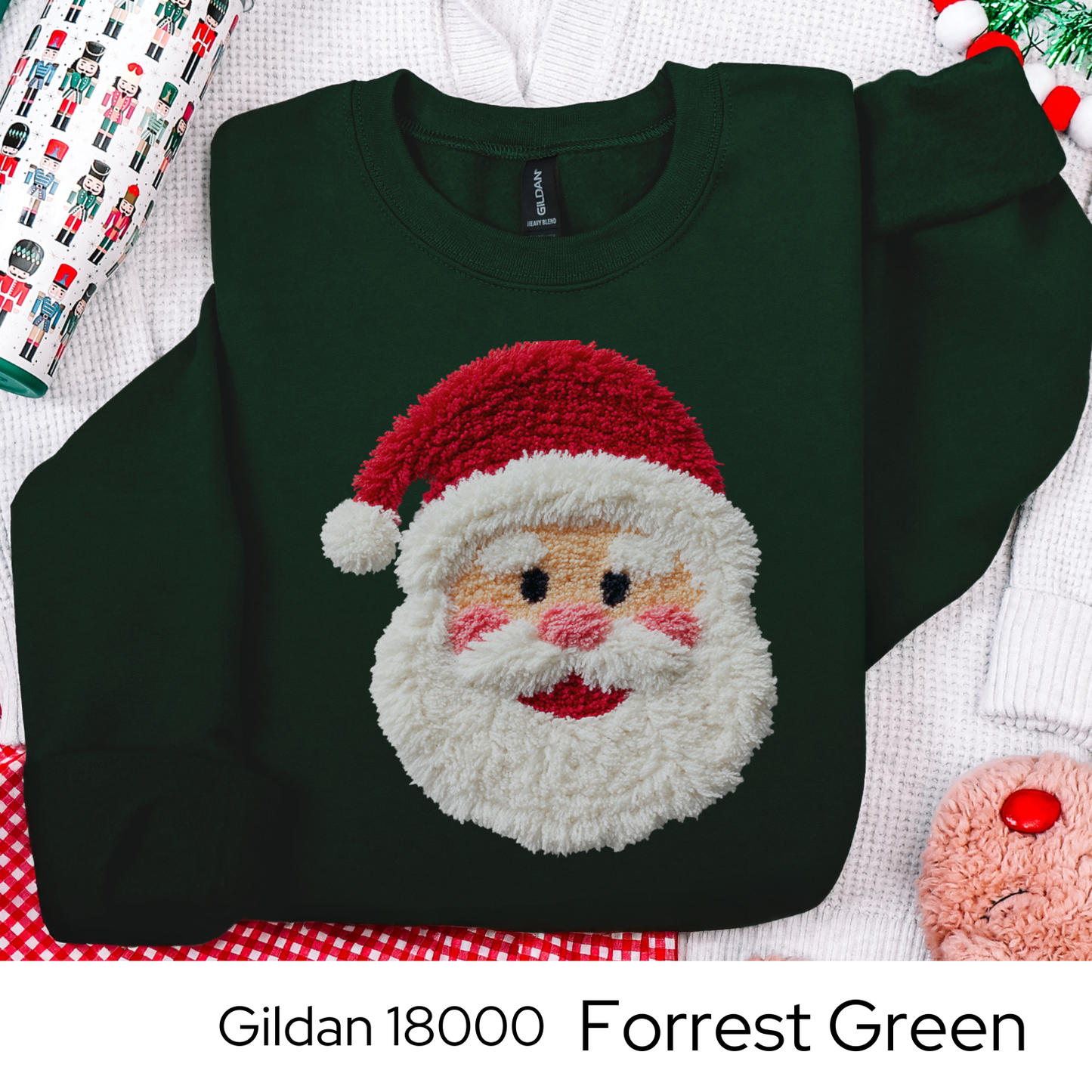 Santa Christmas Sweatshirt, Vintage Santa Crewneck, Cozy Holiday Gift for Her, Retro Santa Sweater, Faux Yarn