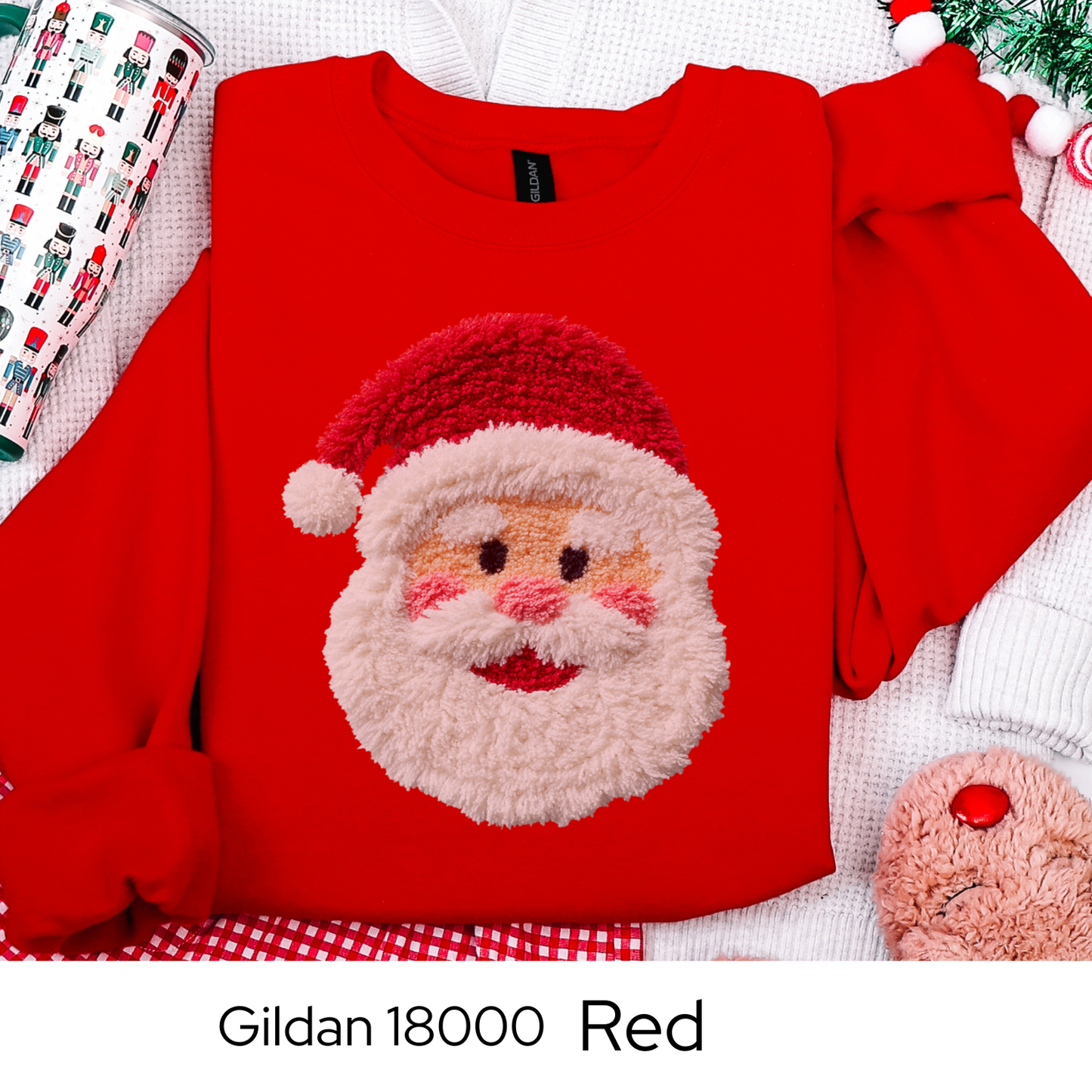 Santa Christmas Sweatshirt, Vintage Santa Crewneck, Cozy Holiday Gift for Her, Retro Santa Sweater, Faux Yarn