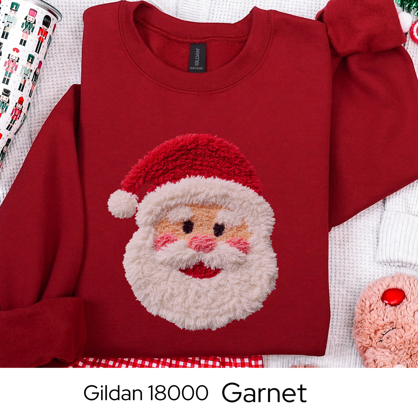 Santa Christmas Sweatshirt, Vintage Santa Crewneck, Cozy Holiday Gift for Her, Retro Santa Sweater, Faux Yarn