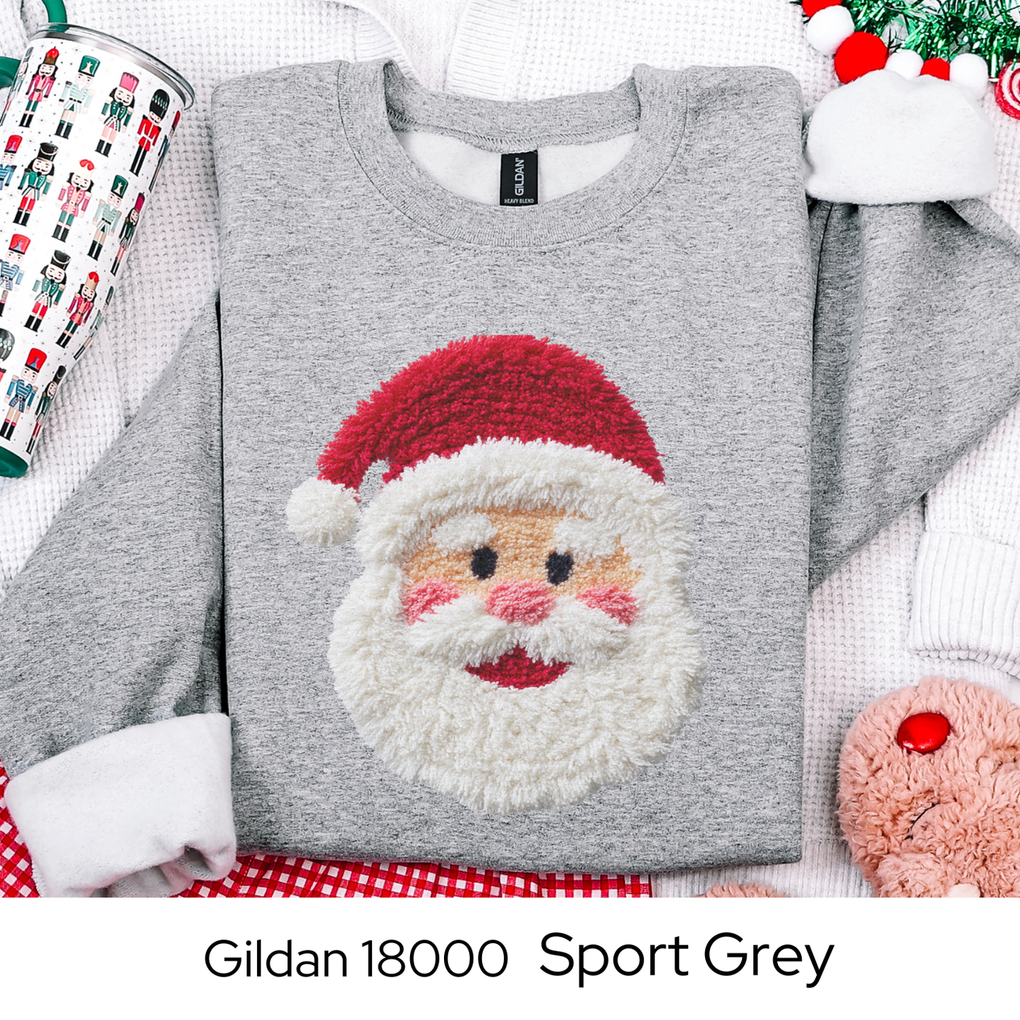 Santa Christmas Sweatshirt, Vintage Santa Crewneck, Cozy Holiday Gift for Her, Retro Santa Sweater, Faux Yarn