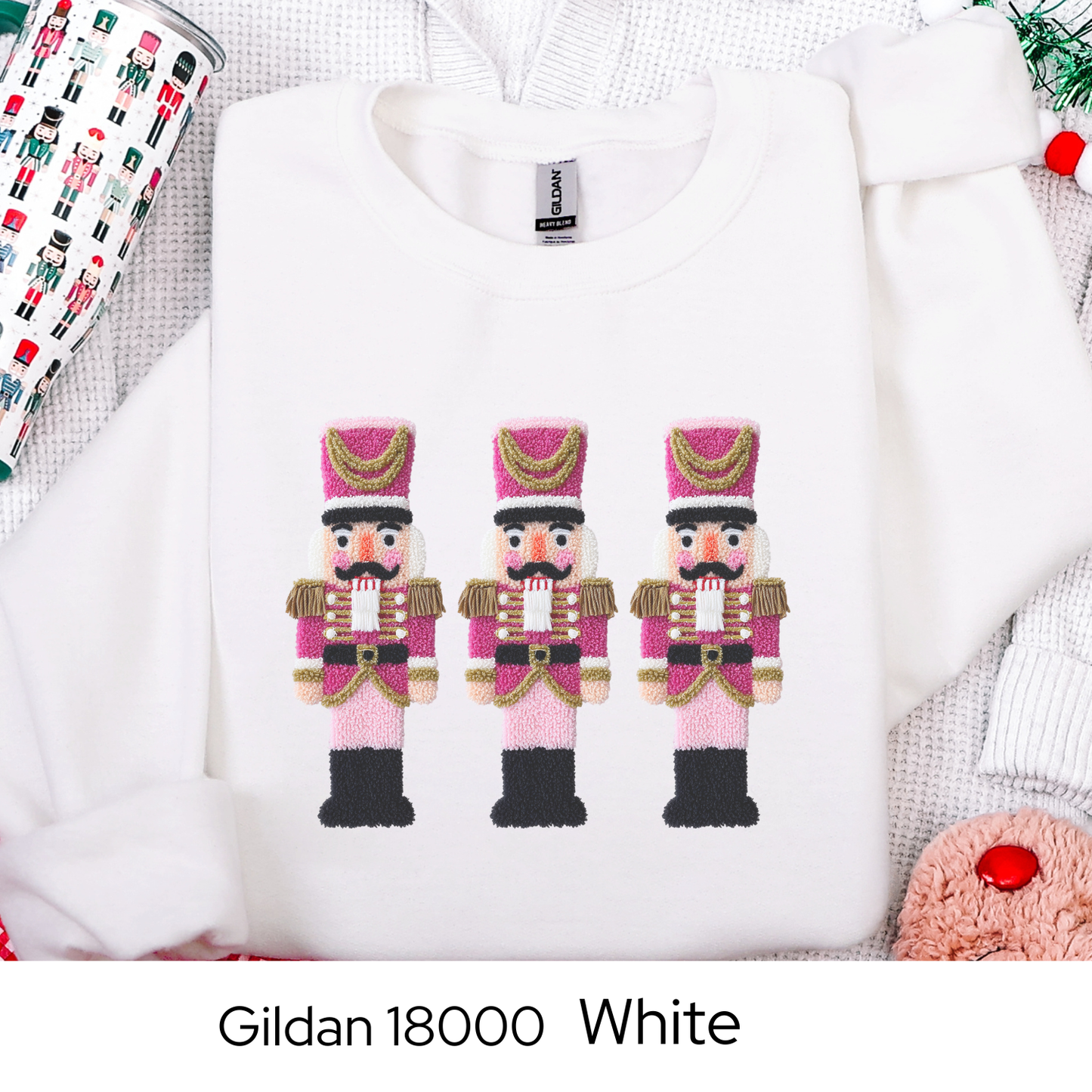 Nutcracker Christmas Sweatshirt, Ballet Lover Gift, Pink Holiday Crewneck, Classic Christmas Sweater, Faux Yarn