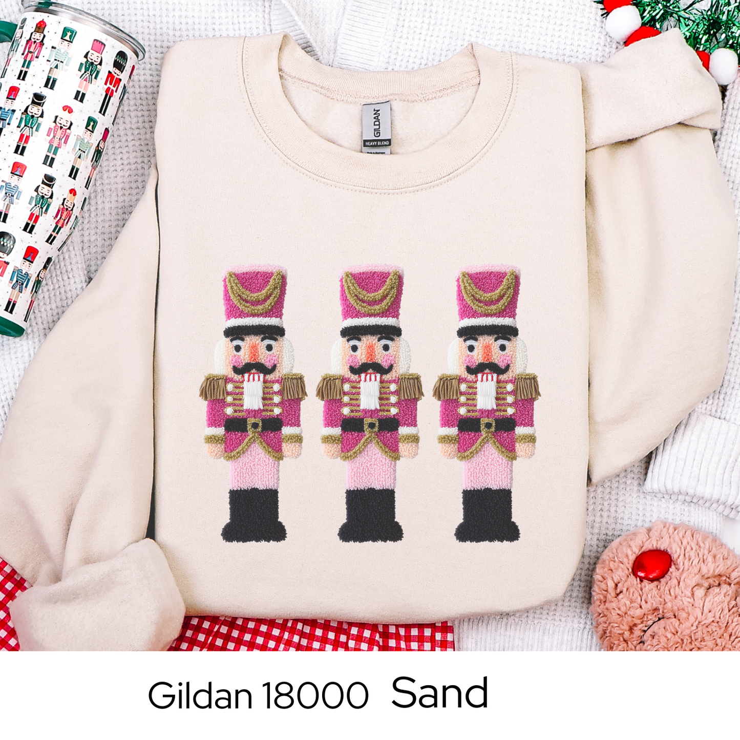 Nutcracker Christmas Sweatshirt, Ballet Lover Gift, Pink Holiday Crewneck, Classic Christmas Sweater, Faux Yarn