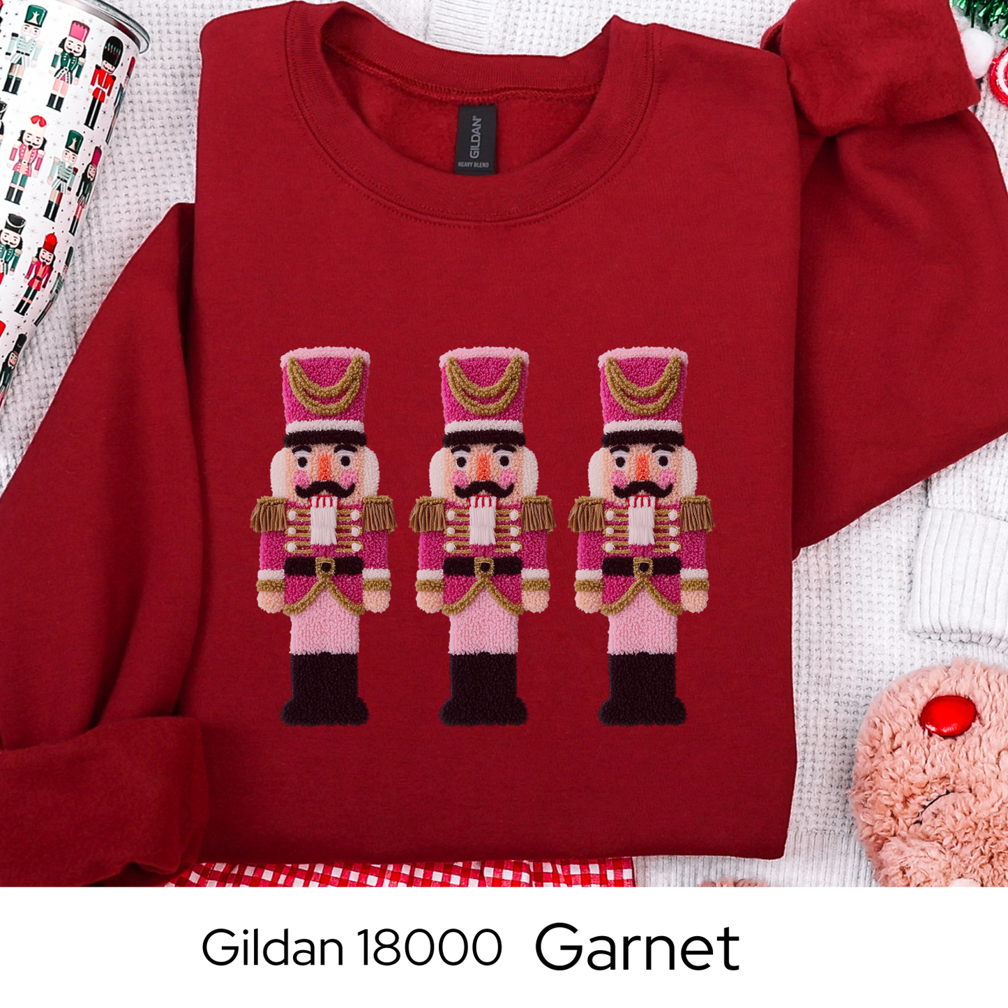 Nutcracker Christmas Sweatshirt, Ballet Lover Gift, Pink Holiday Crewneck, Classic Christmas Sweater, Faux Yarn