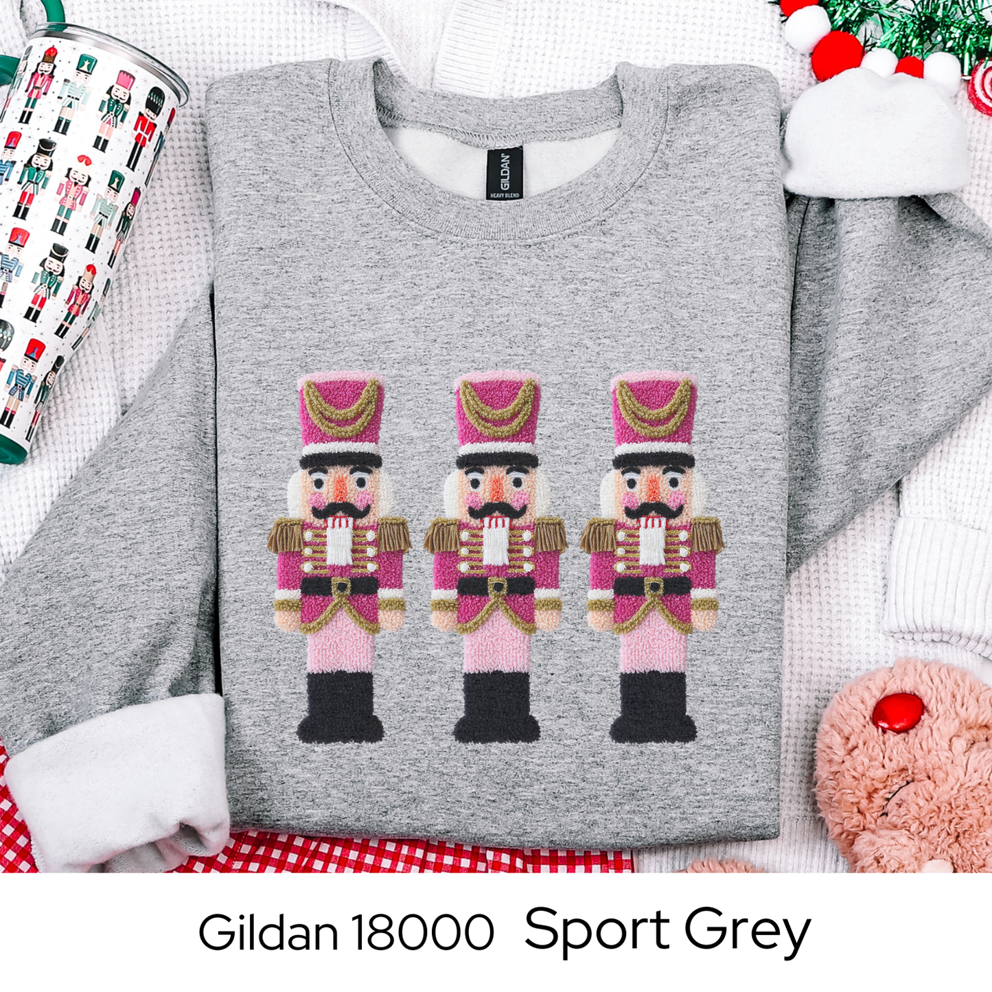 Nutcracker Christmas Sweatshirt, Ballet Lover Gift, Pink Holiday Crewneck, Classic Christmas Sweater, Faux Yarn