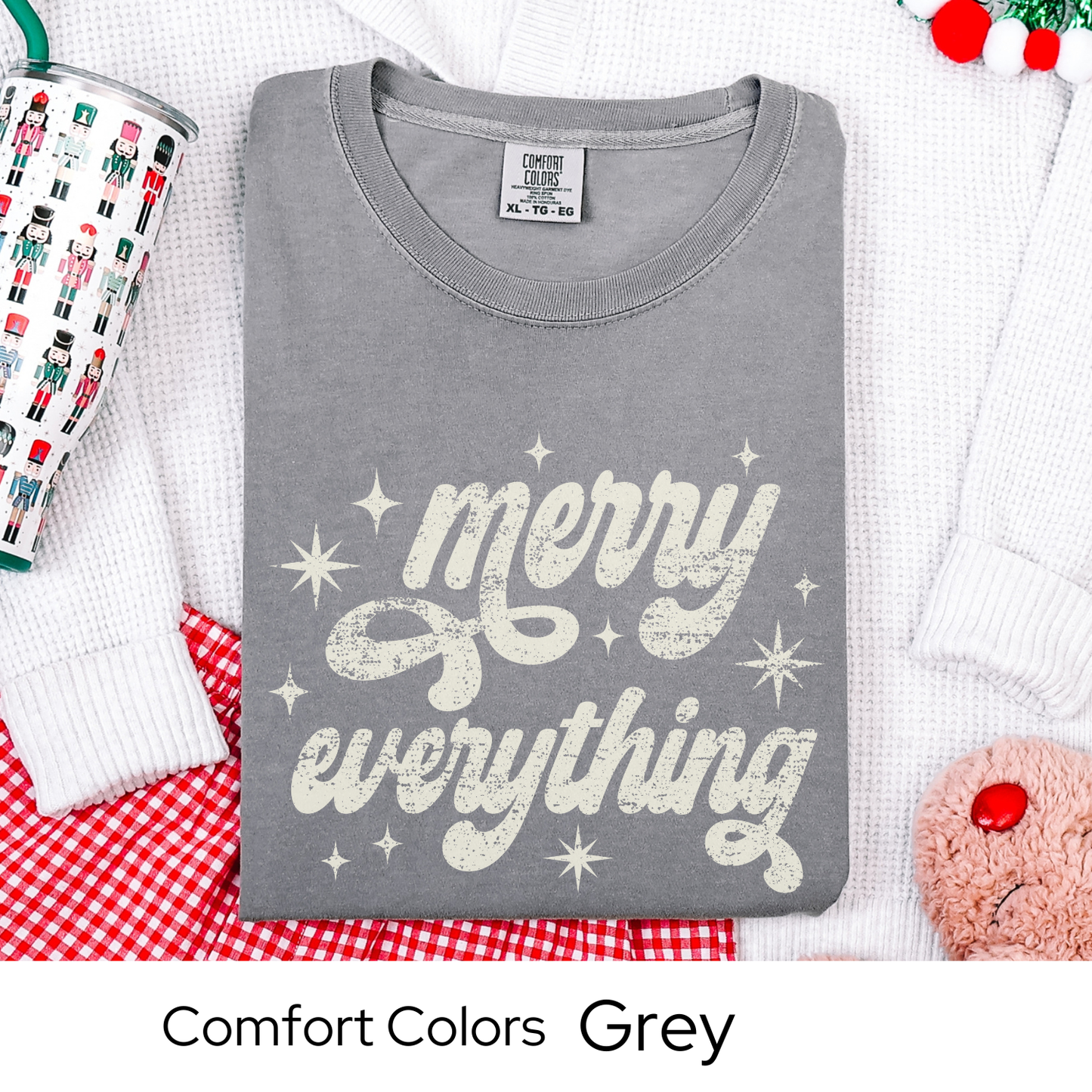 Merry Everything Shirt, Retro Christmas Tee, Holiday Graphic T-Shirt for Women, Festive Gift Idea, Groovy Christmas Outfit