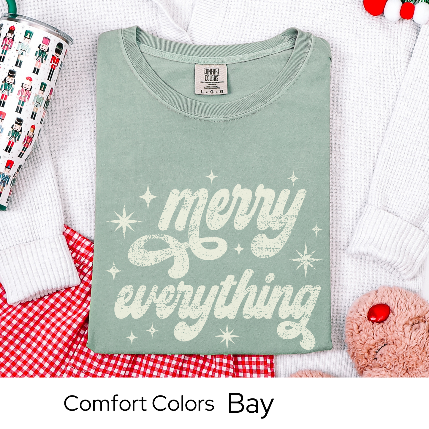 Merry Everything Shirt, Retro Christmas Tee, Holiday Graphic T-Shirt for Women, Festive Gift Idea, Groovy Christmas Outfit