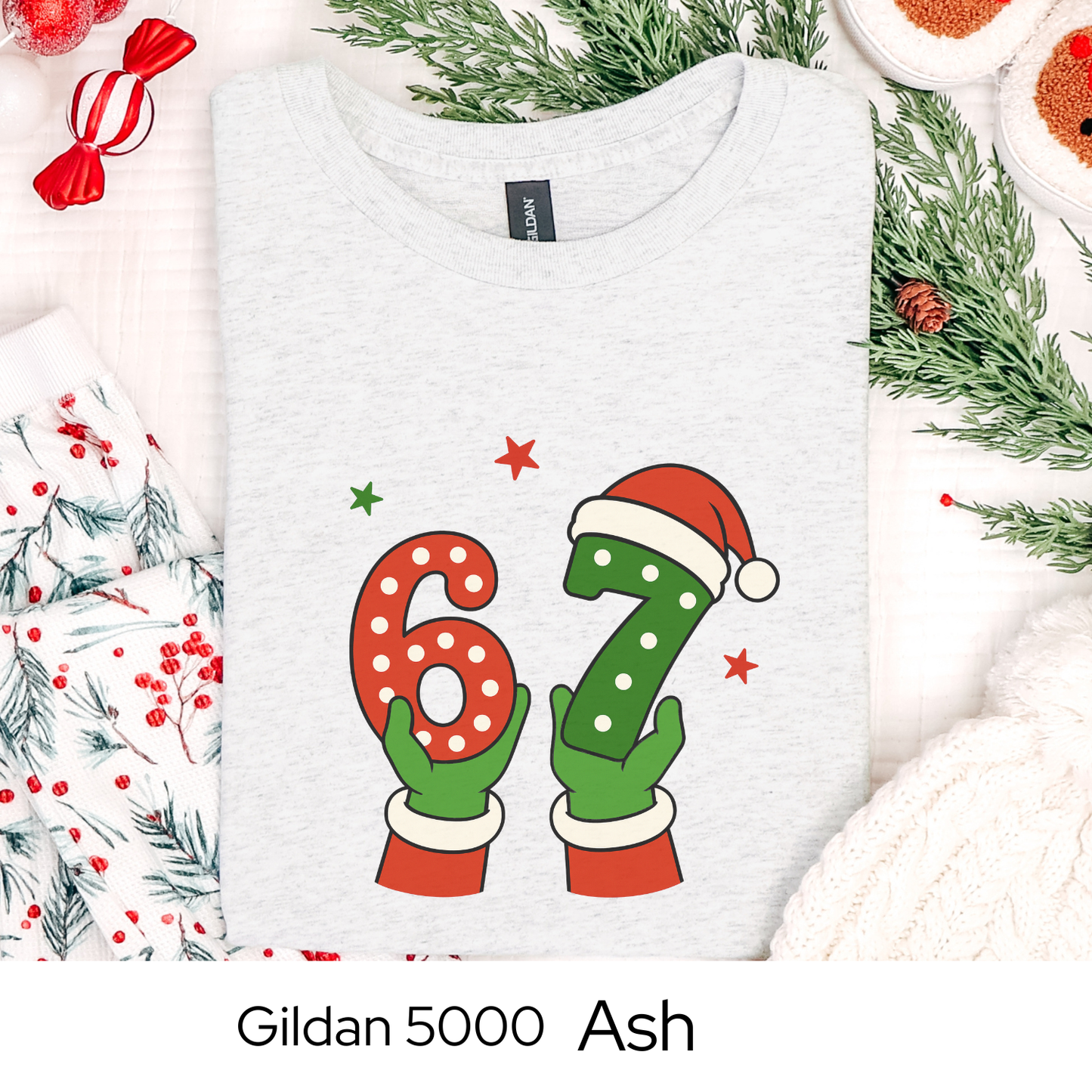 6 7 Six Seven Christmas Shirt, Funny Holiday Meme Tee, Viral Trend Shirt, Santa Hat Christmas Graphic, Teen Gift Idea, Holiday Humor