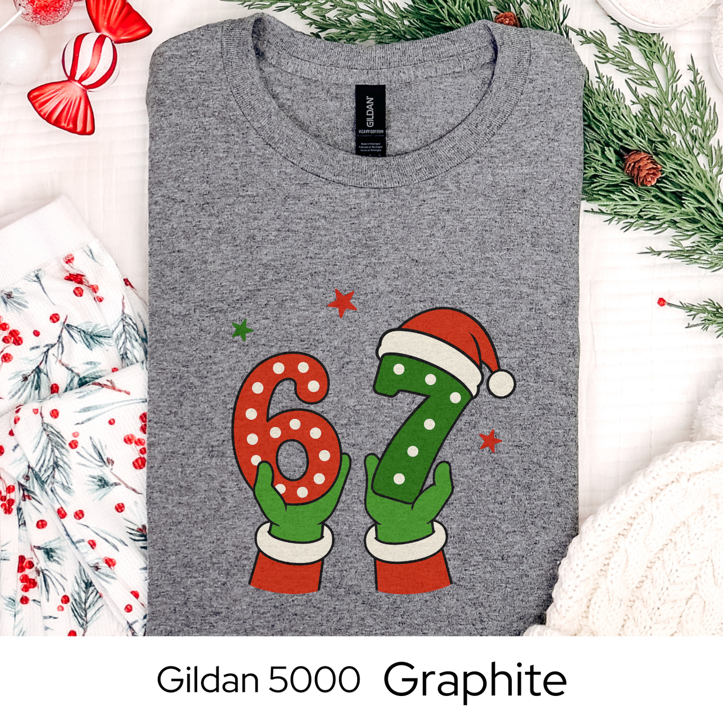 6 7 Six Seven Christmas Shirt, Funny Holiday Meme Tee, Viral Trend Shirt, Santa Hat Christmas Graphic, Teen Gift Idea, Holiday Humor