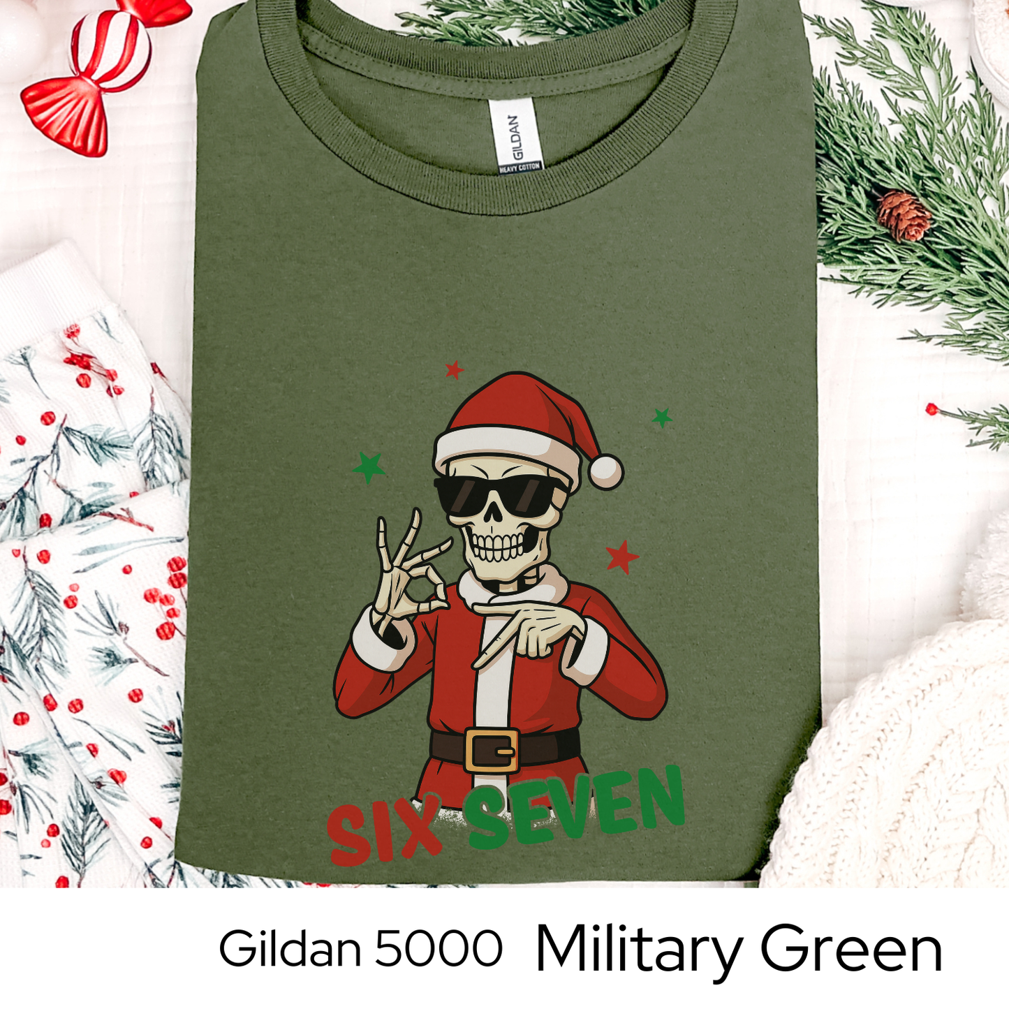 Skeleton Santa 6 7 Six Seven Christmas Shirt, Funny Holiday Meme, Viral Trend Shirt, Christmas Graphic Tee, Teen Gift Idea, Holiday Humor