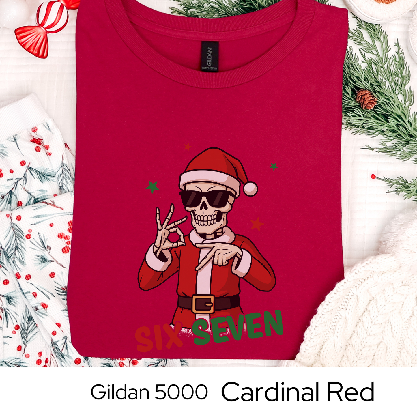Skeleton Santa 6 7 Six Seven Christmas Shirt, Funny Holiday Meme, Viral Trend Shirt, Christmas Graphic Tee, Teen Gift Idea, Holiday Humor