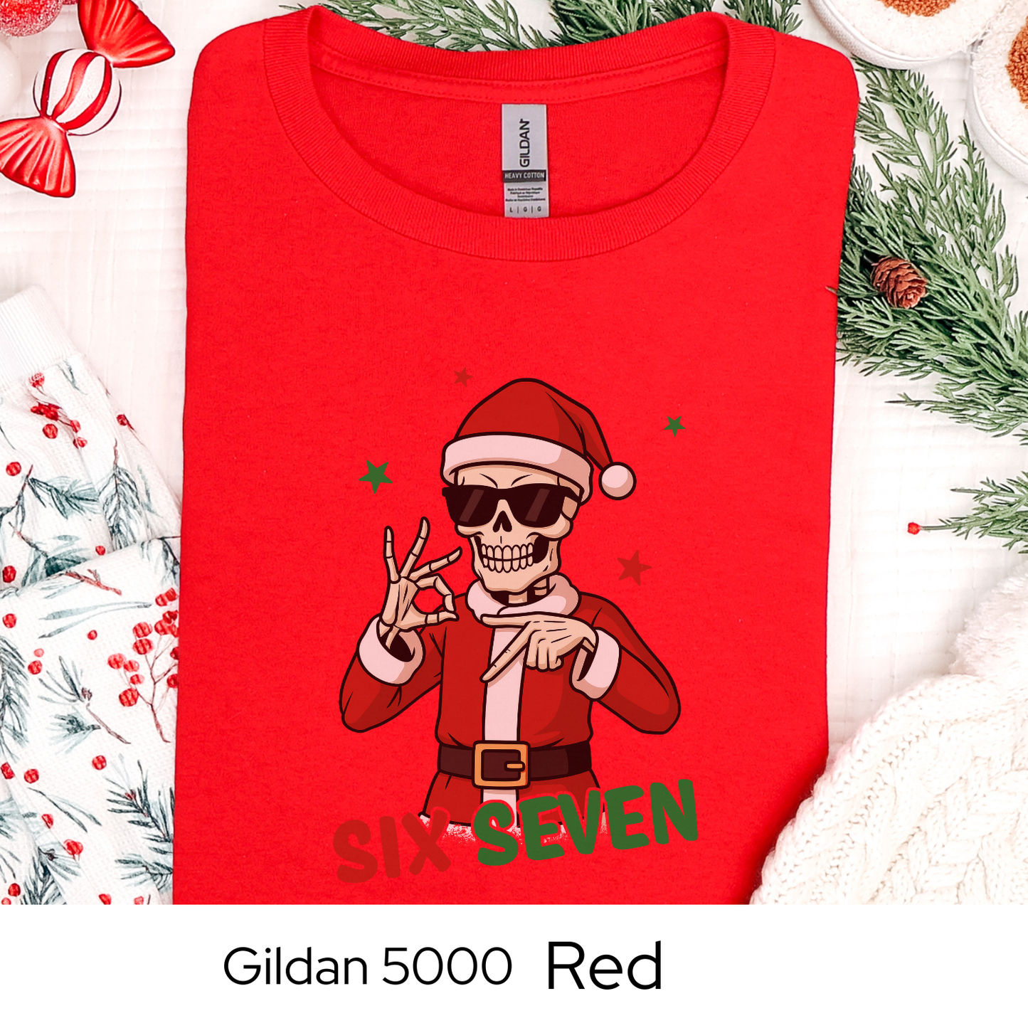 Skeleton Santa 6 7 Six Seven Christmas Shirt, Funny Holiday Meme, Viral Trend Shirt, Christmas Graphic Tee, Teen Gift Idea, Holiday Humor