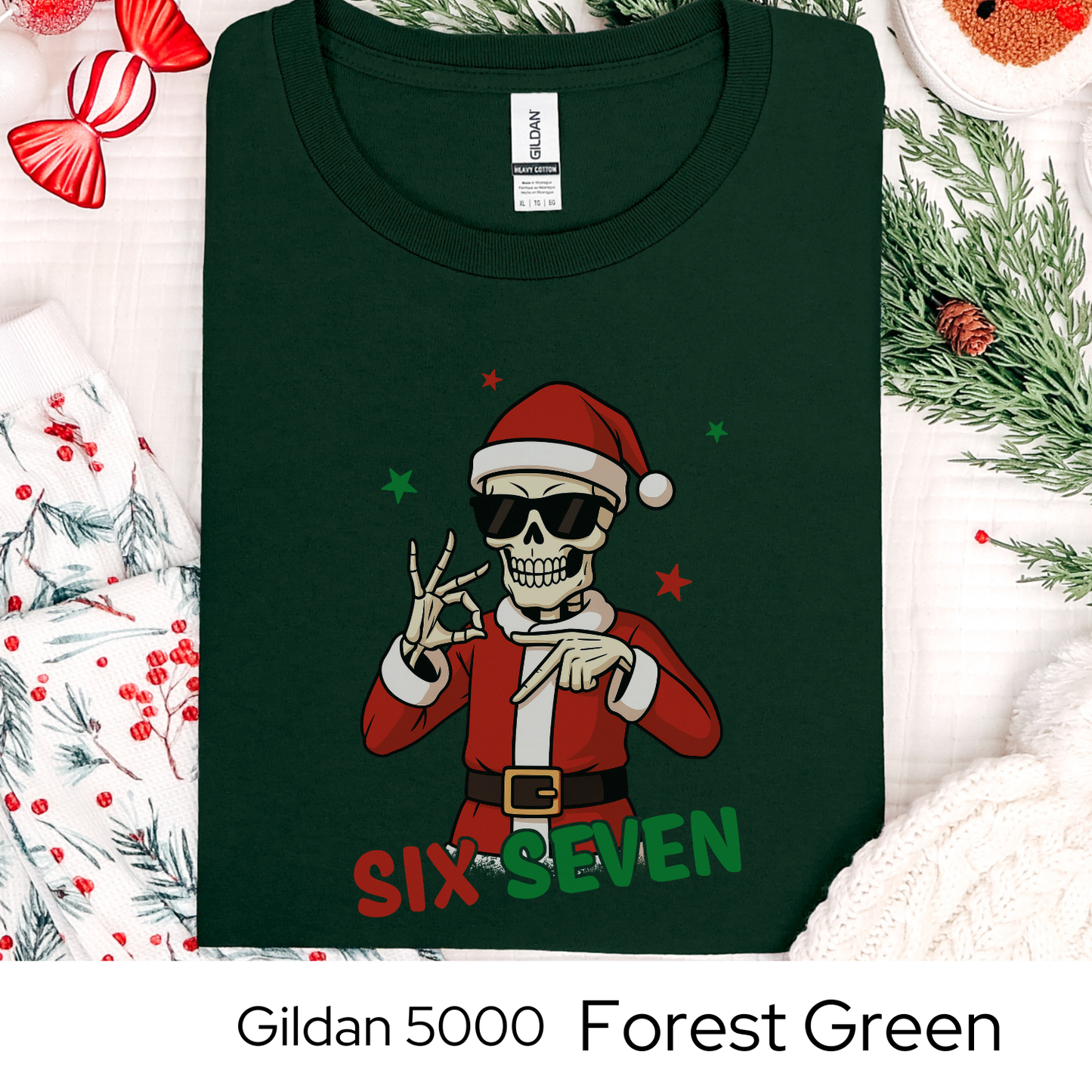 Skeleton Santa 6 7 Six Seven Christmas Shirt, Funny Holiday Meme, Viral Trend Shirt, Christmas Graphic Tee, Teen Gift Idea, Holiday Humor