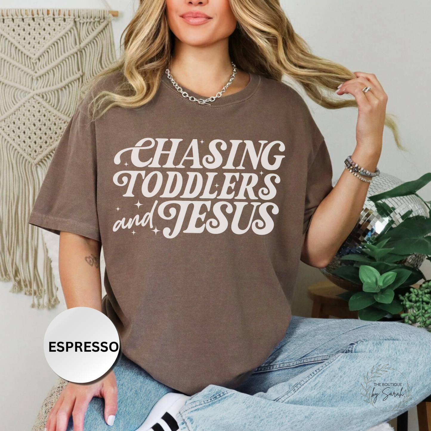 Christian Mom Shirt, Chasing Toddlers and Jesus Tee, Faith Based Mama Shirt, Funny Mom Life Shirt, Christian Graphic Tee, Comfort Colors