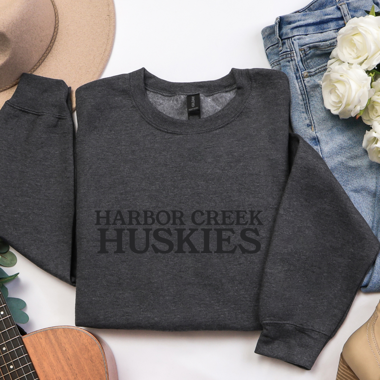 Custom Monochrome School Spirit Sweatshirt – Personalized Team & Mascot Crewneck