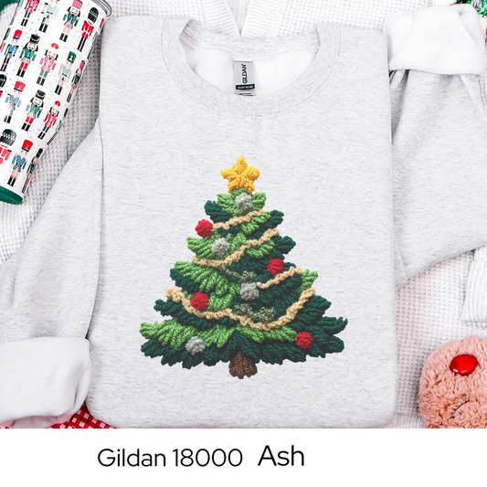 Christmas Tree Sweatshirt, Holiday Gift for Her, Cozy Winter Crewneck, Festive Christmas Sweater, Faux Yarn