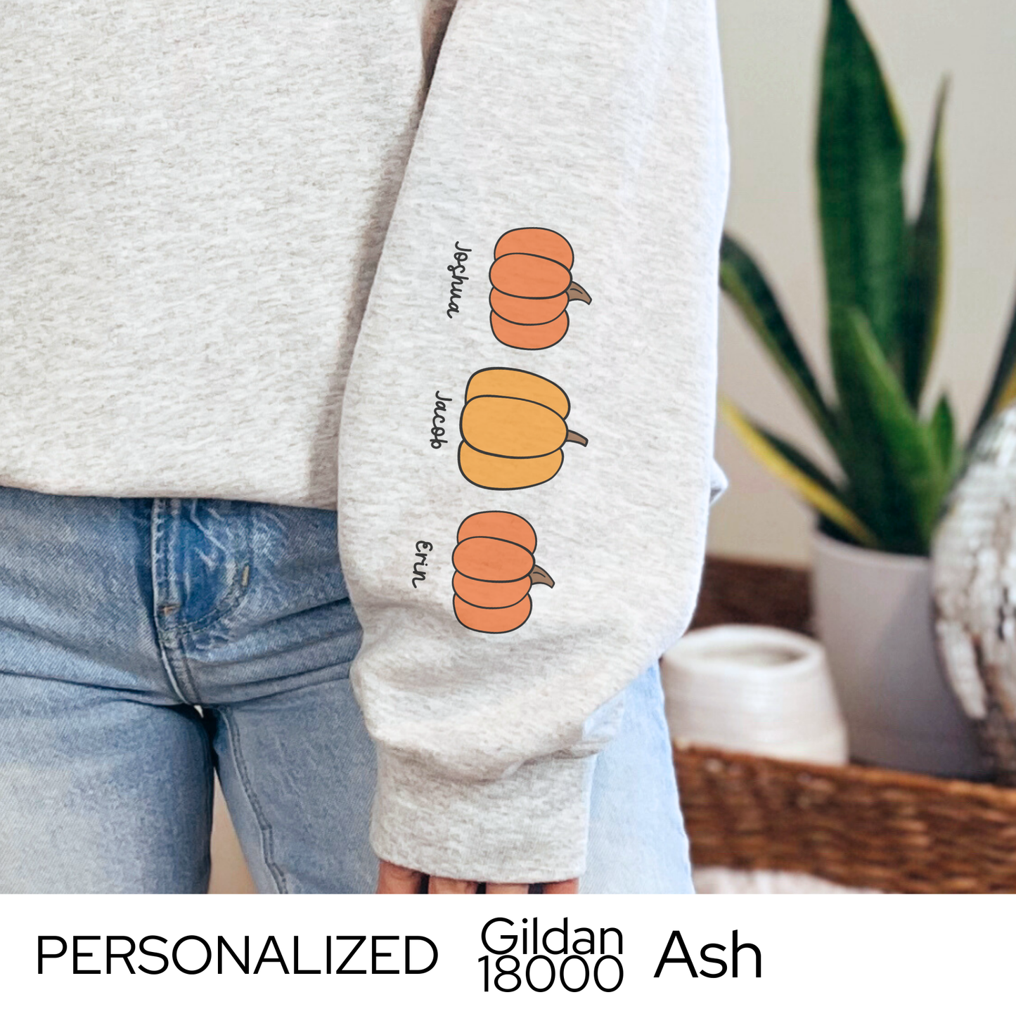 Personalized Grandma Pumpkin Sweatshirt, Custom Fall Crewneck with Grandkidsā Names, Thanksgiving Gift for Nana, Mimi, Grammy
