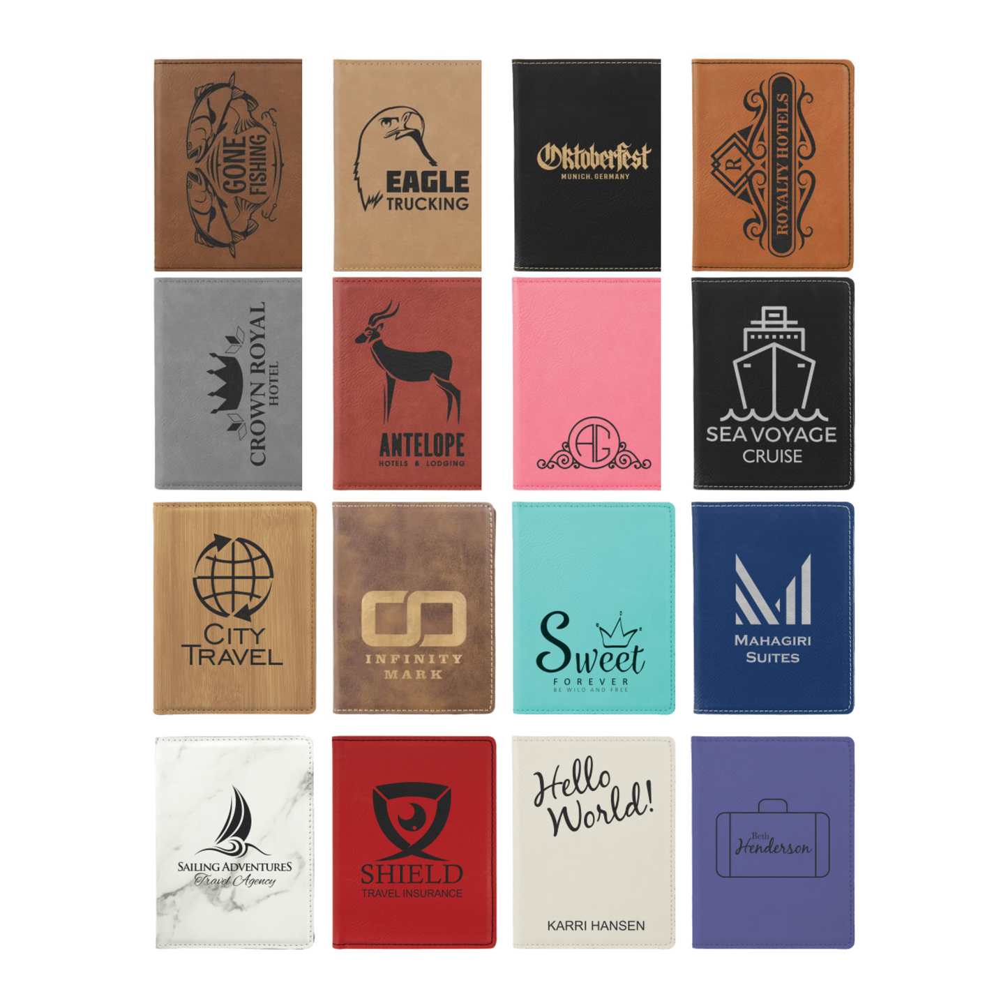 Personalized Leatherette Passport Cover – Custom Engraved Travel Wallet