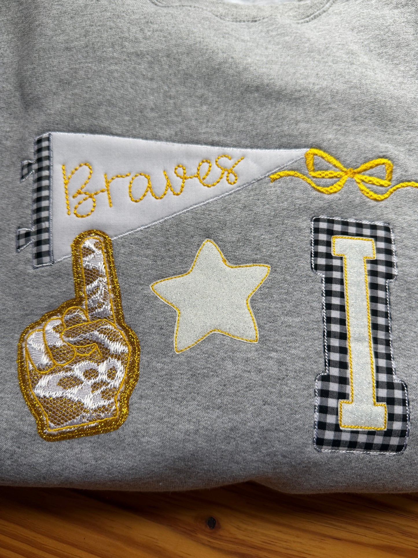 Iroquois Braves Embroidered Crewneck Sweatshirt | Boutique School Spirit Sweatshirt | Appliqué & Embroidery | Port & Company 50/50 Fleece
