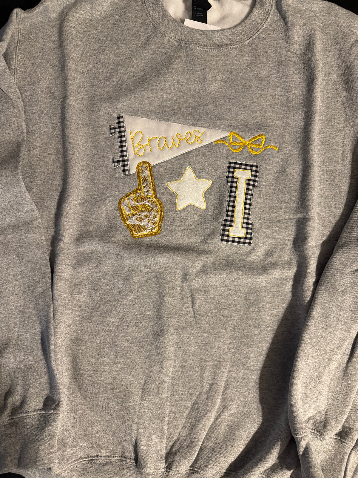 Iroquois Braves Sweatshirt, Embroidered Game Day Crewneck, Black and Gold School Spirit Pullover